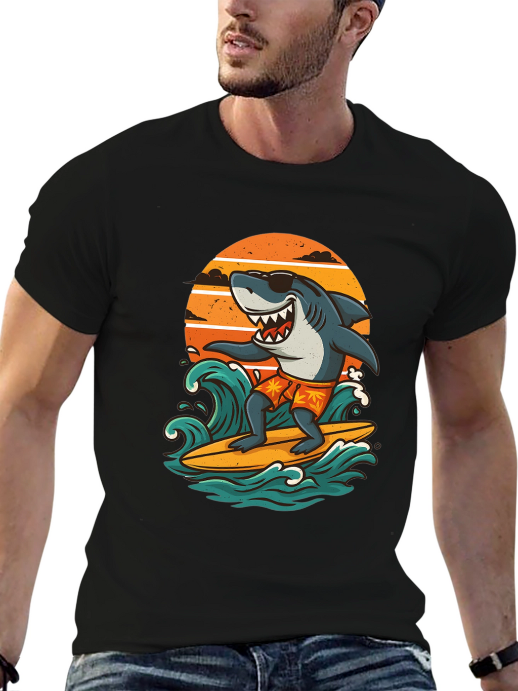 Surfing Shark Graphic Tee