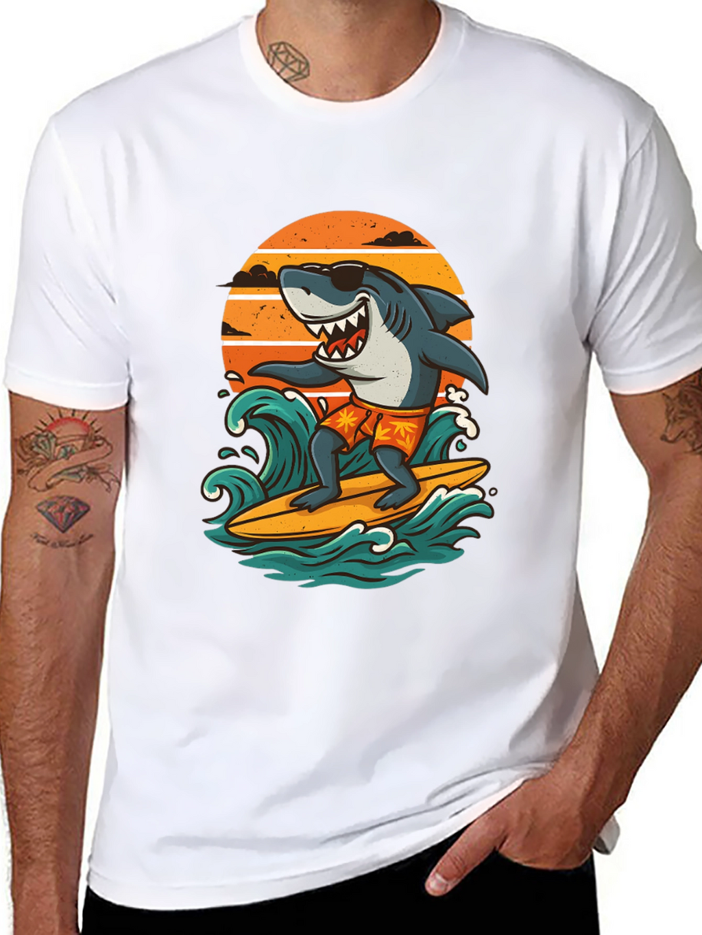 Surfing Shark Graphic Tee