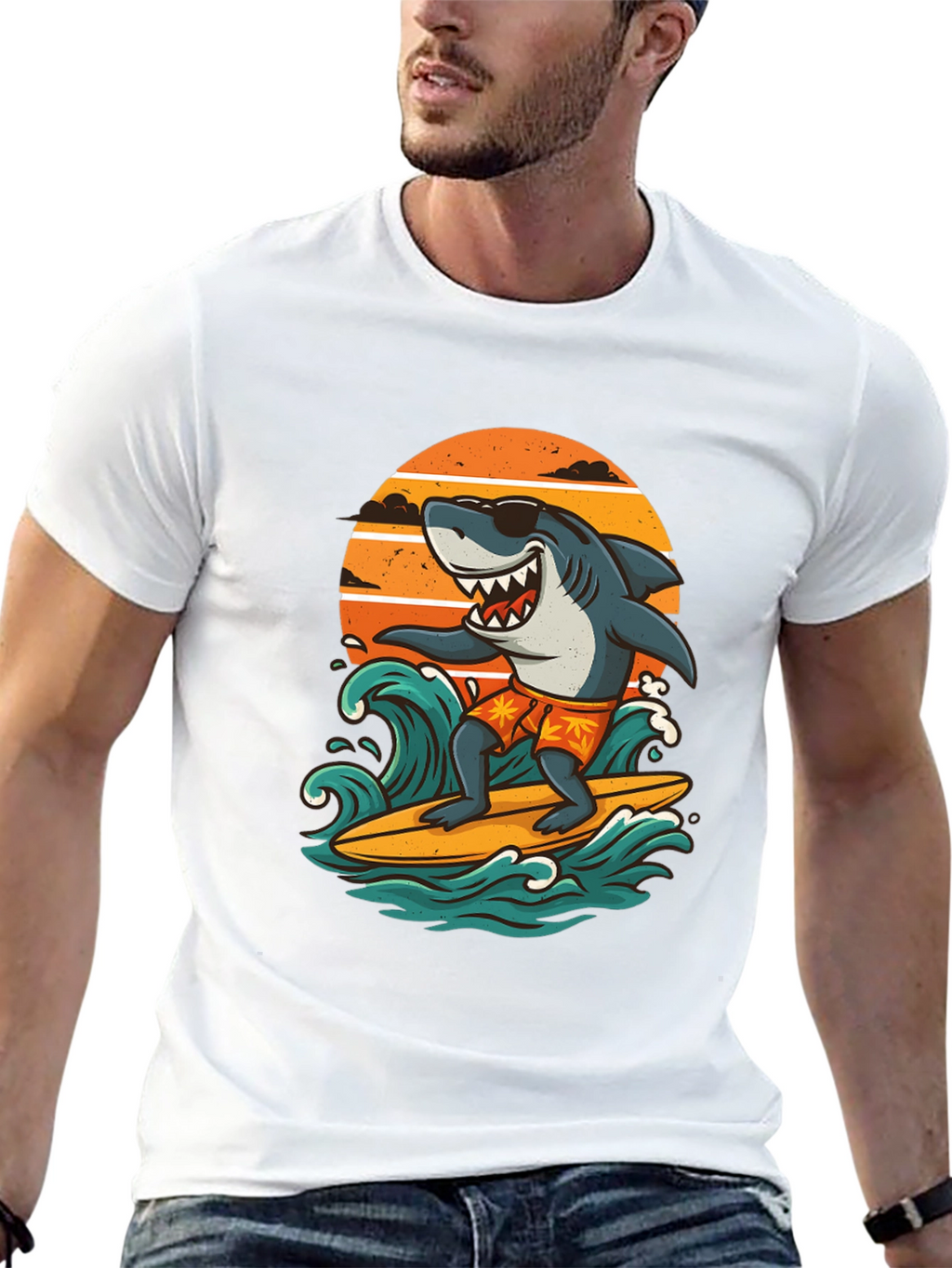 Surfing Shark Graphic Tee