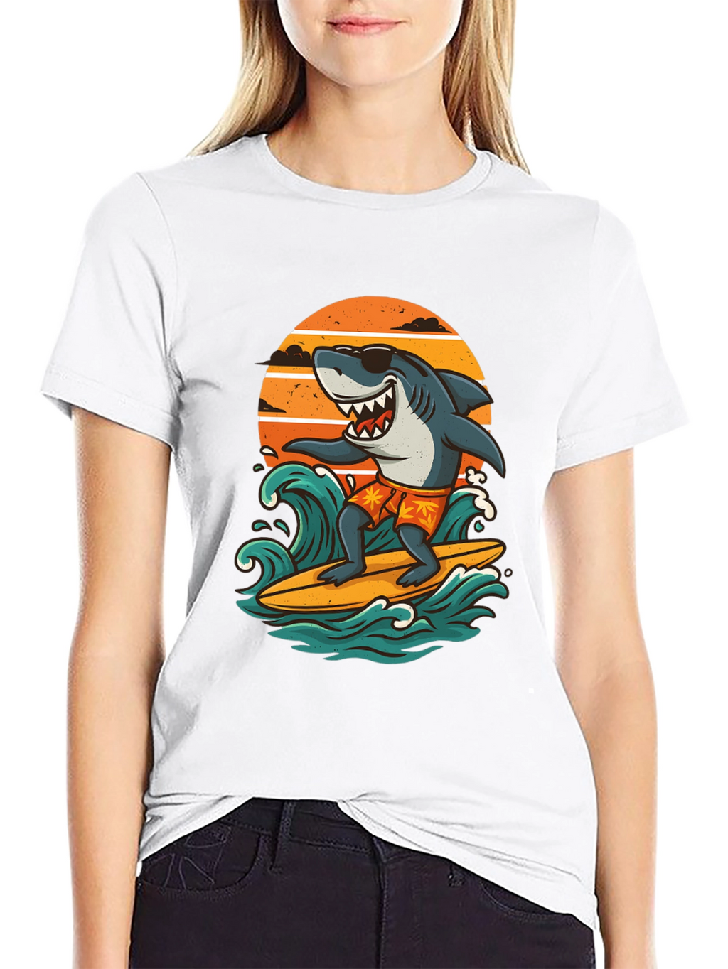 Surfing Shark Graphic Tee