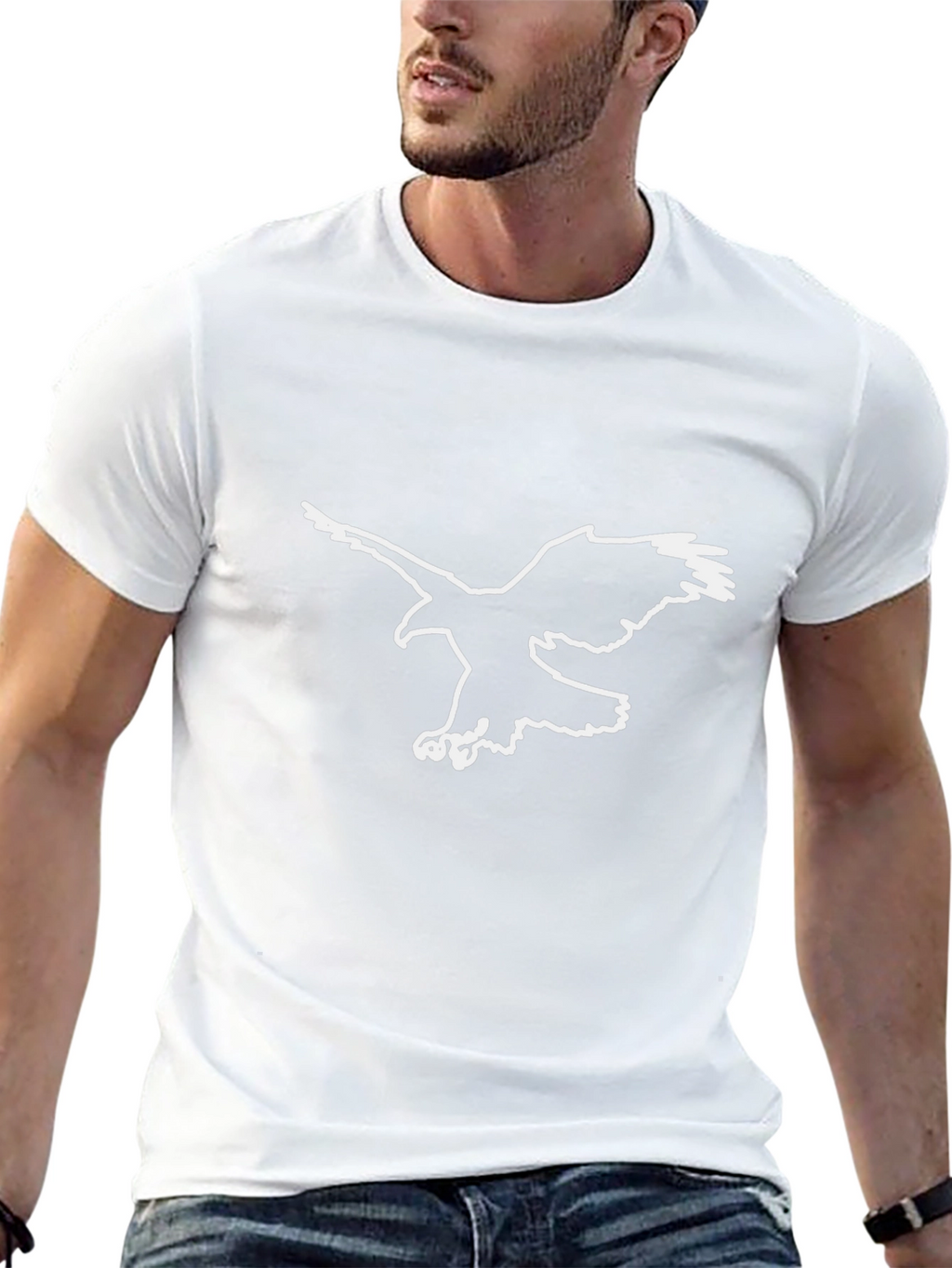 Mens Black T-Shirt with Eagle Graphic