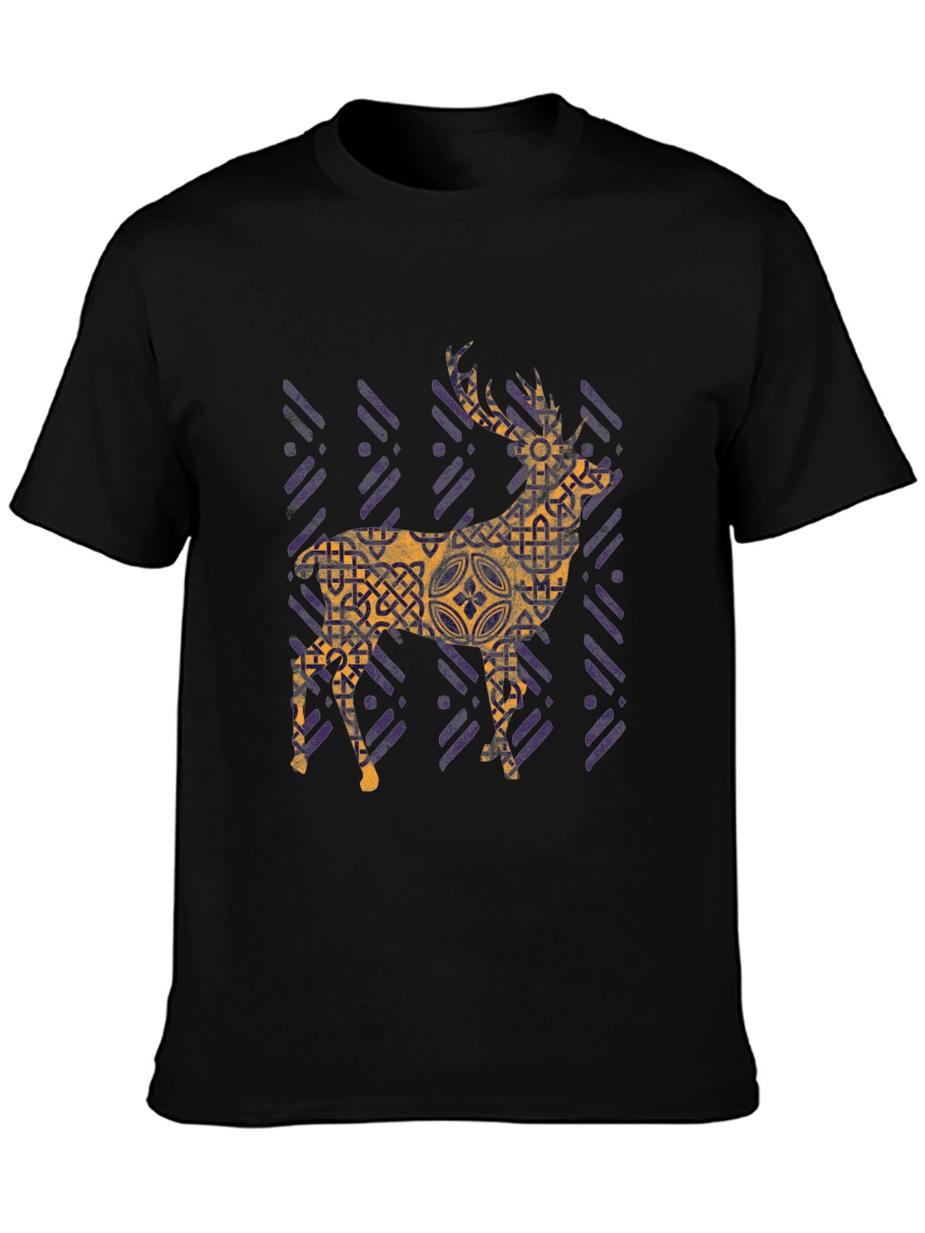 Stylish Deer Graphic Tee - Black