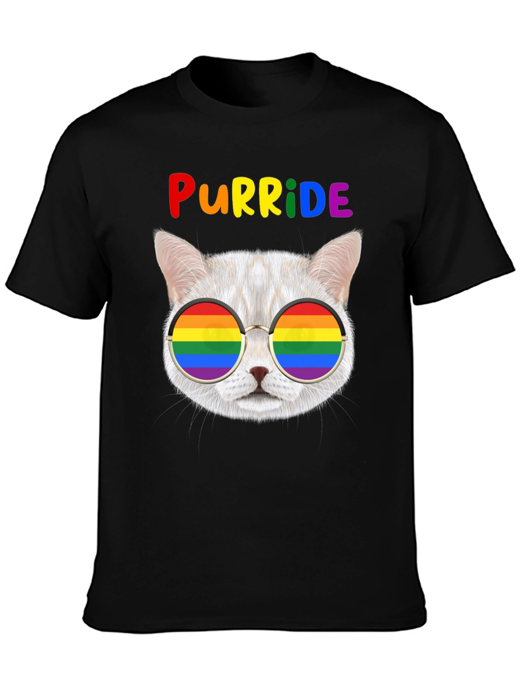 Purride T-Shirt: Cat with Rainbow Glasses