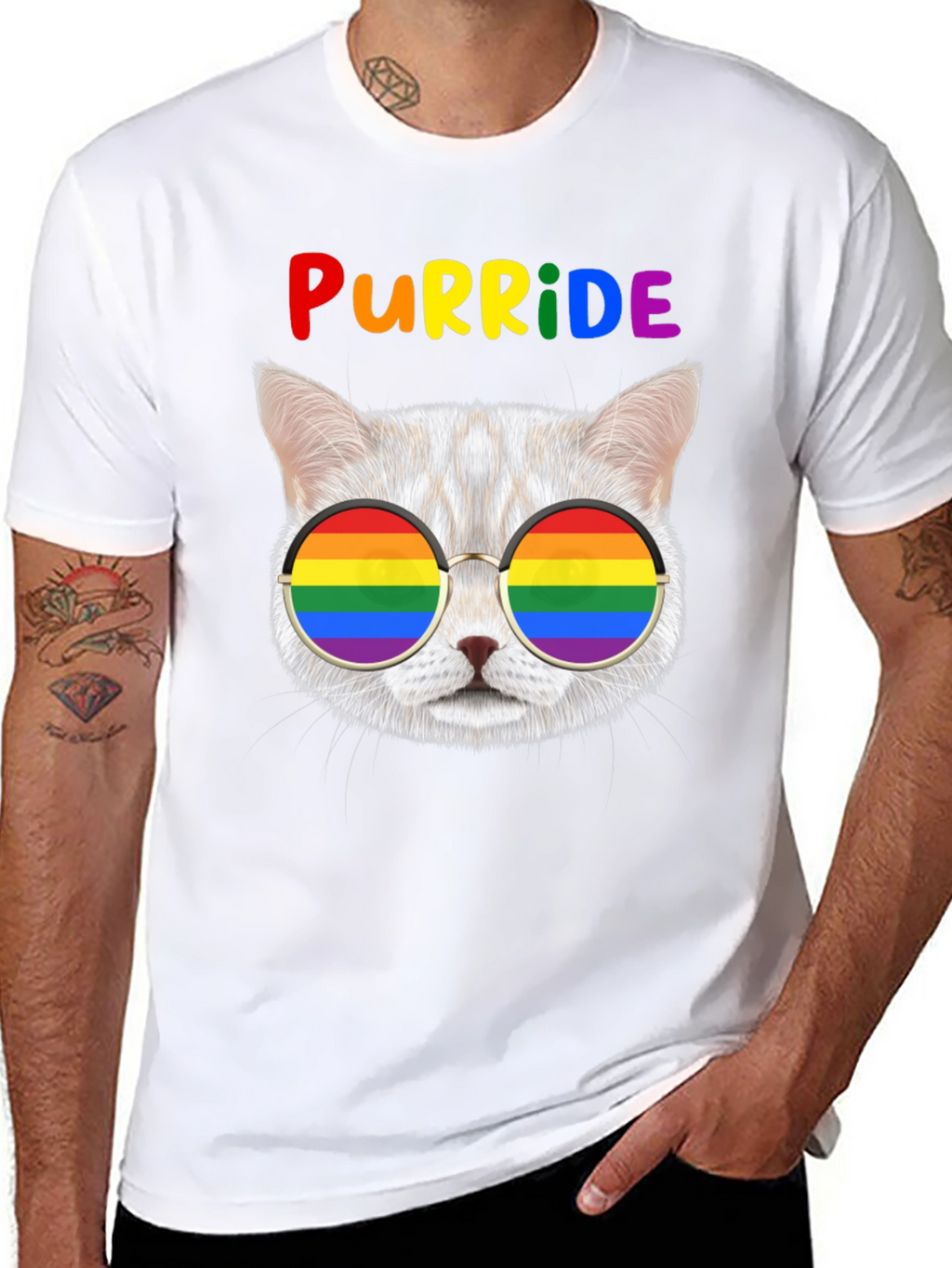 Purride T-Shirt: Cat with Rainbow Glasses