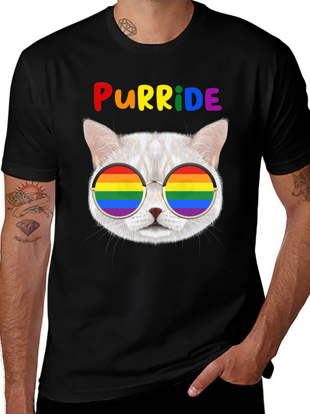 Purride T-Shirt: Cat with Rainbow Glasses