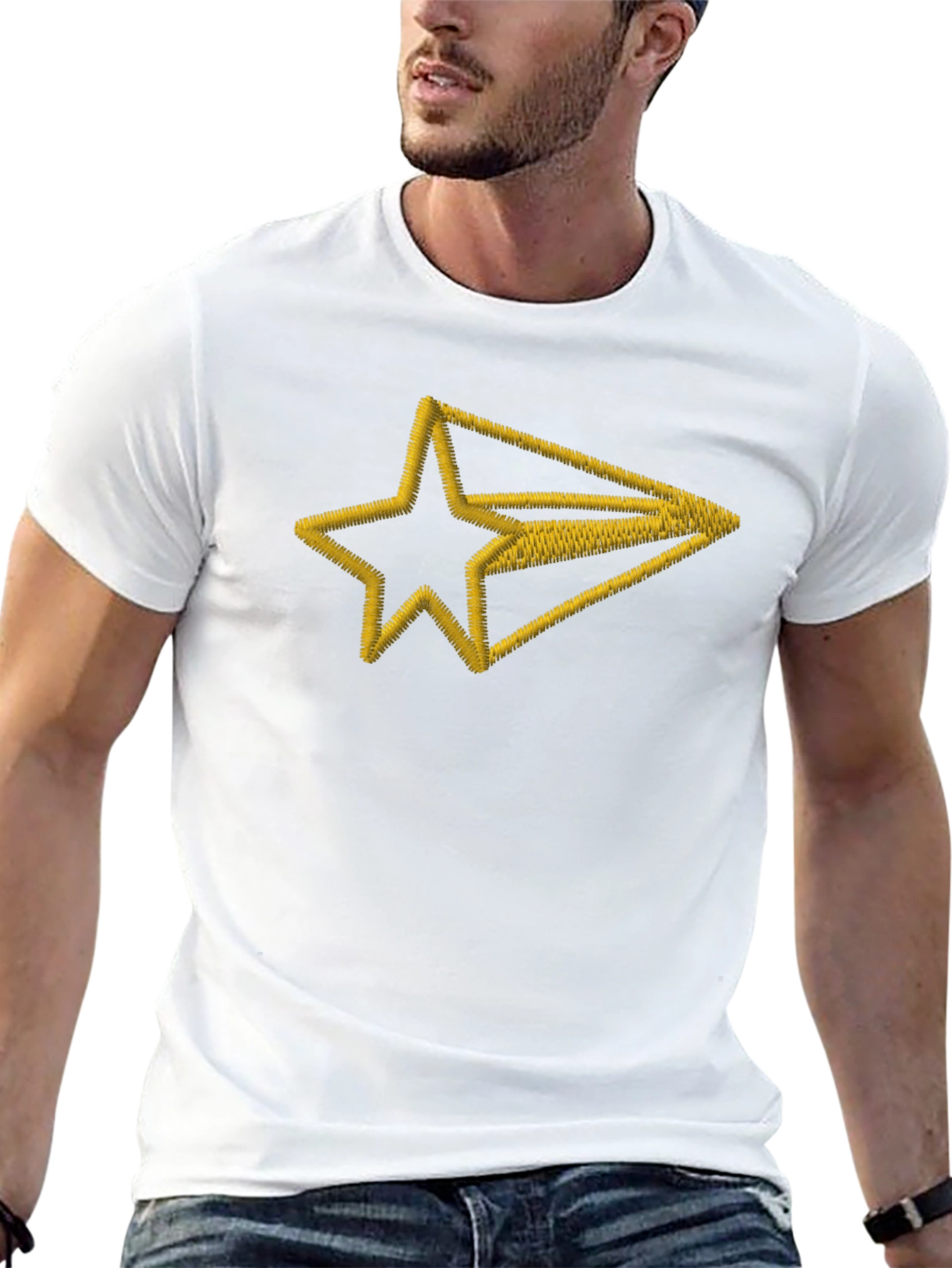 Embroidered Star Arrow Black T-Shirt