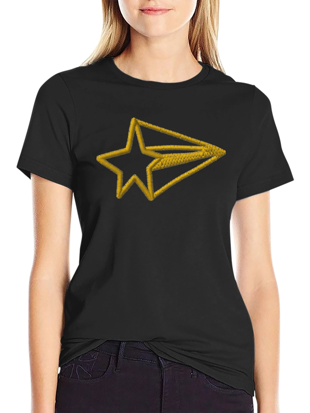 Embroidered Star Arrow Black T-Shirt
