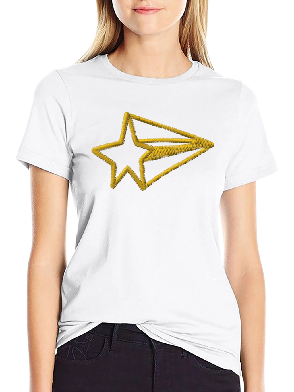 Embroidered Star Arrow Black T-Shirt