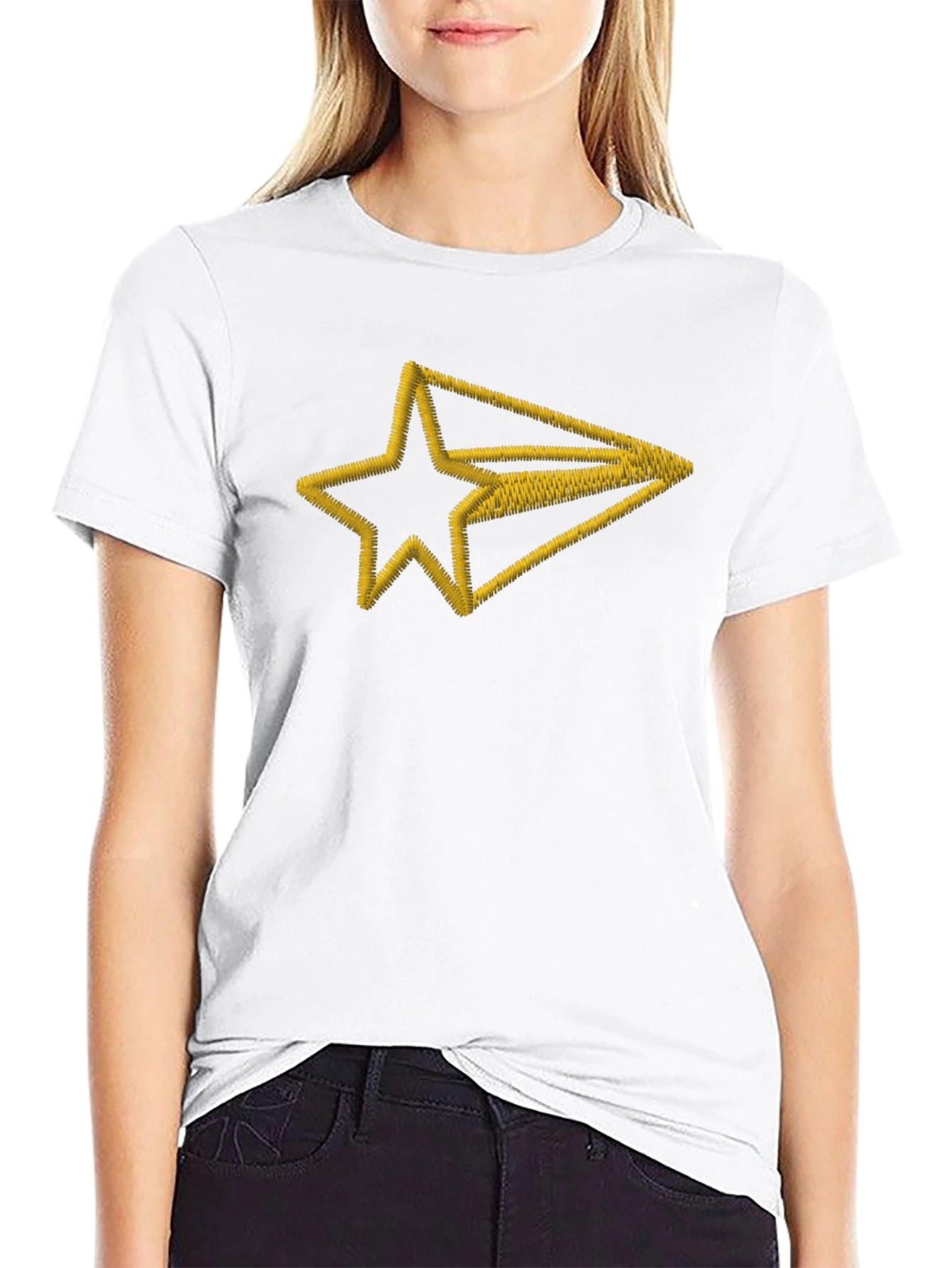 Embroidered Star Arrow Black T-Shirt