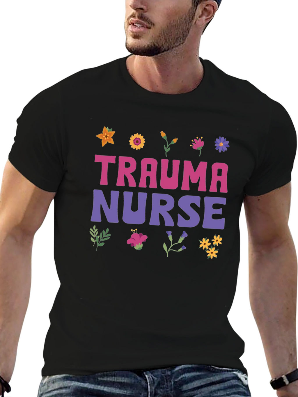 Trauma Nurse Floral Graphic Tee