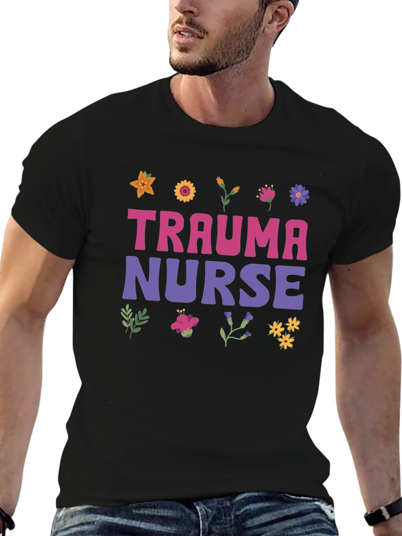 Trauma Nurse Floral Graphic Tee