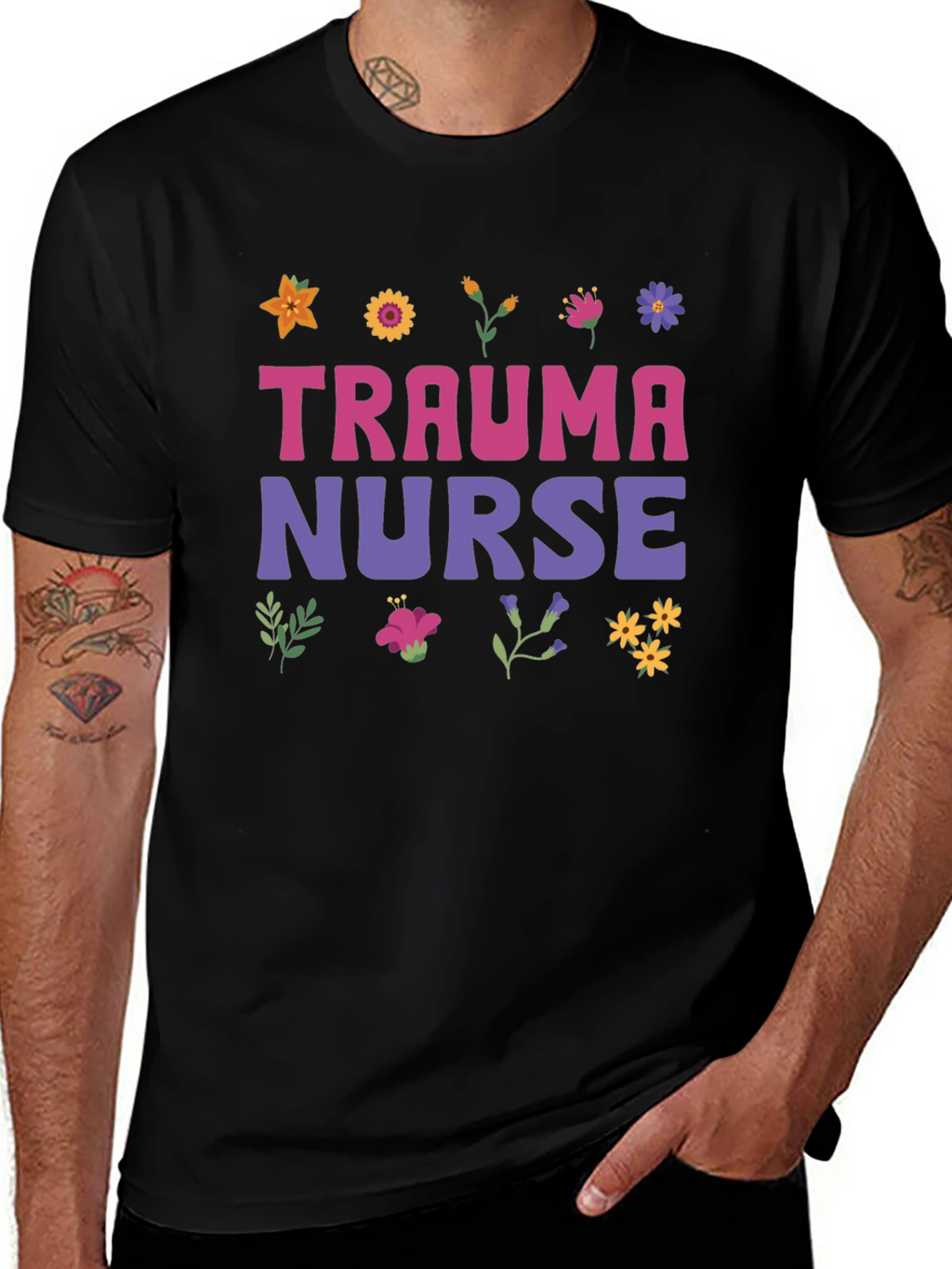 Trauma Nurse Floral Graphic Tee