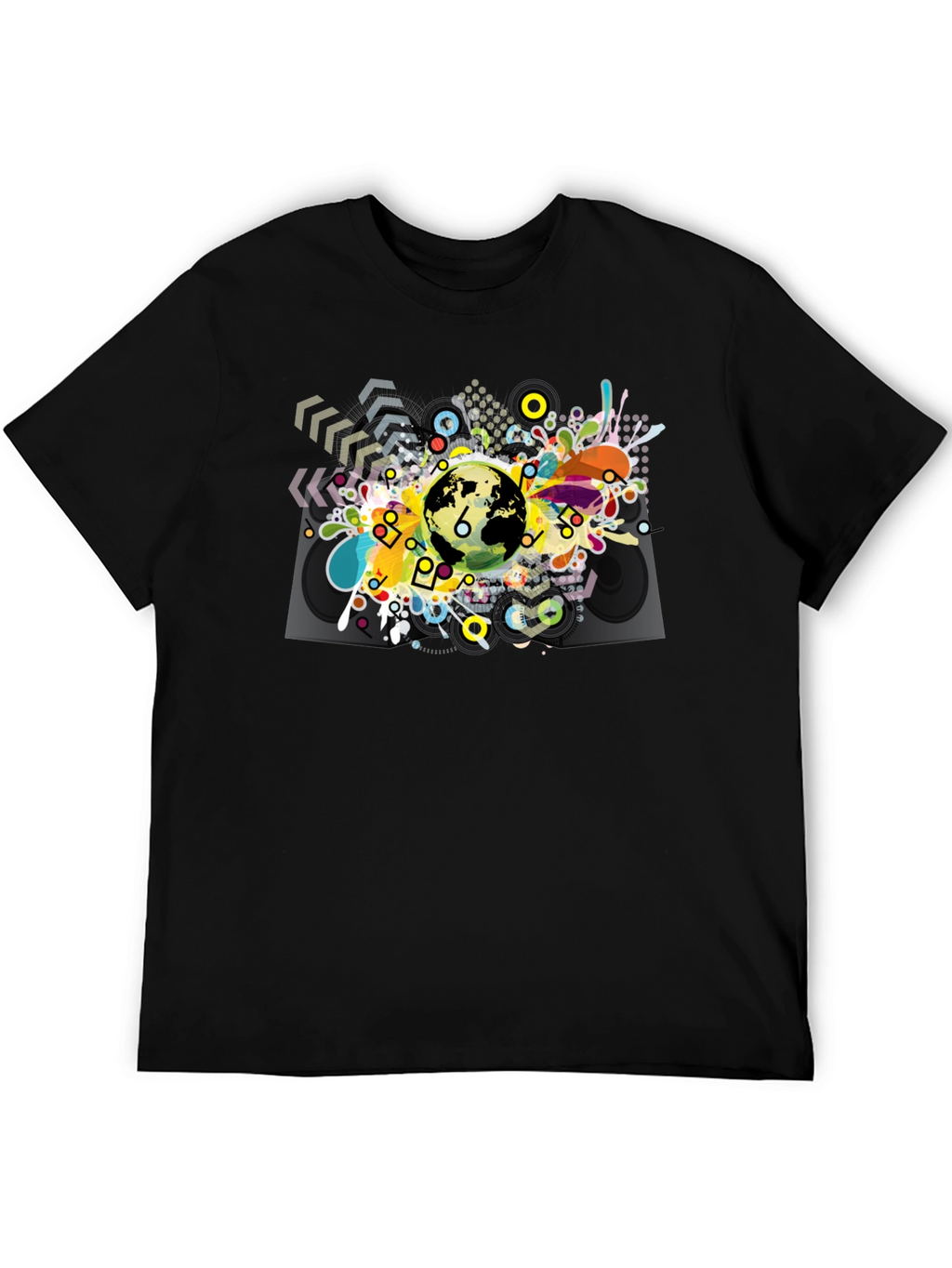 Abstract Globe Graphic Black T-Shirt