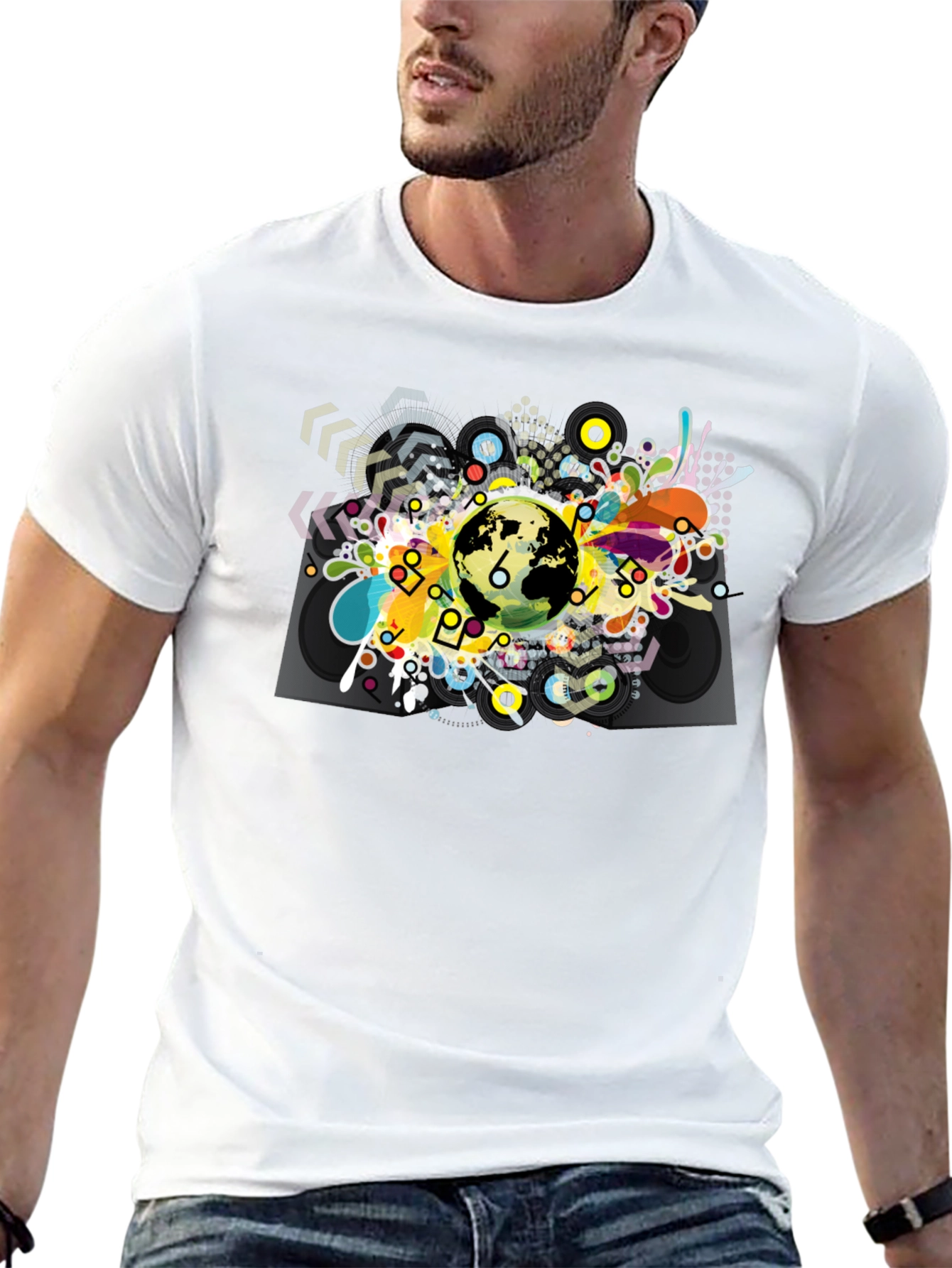Abstract Globe Graphic Black T-Shirt
