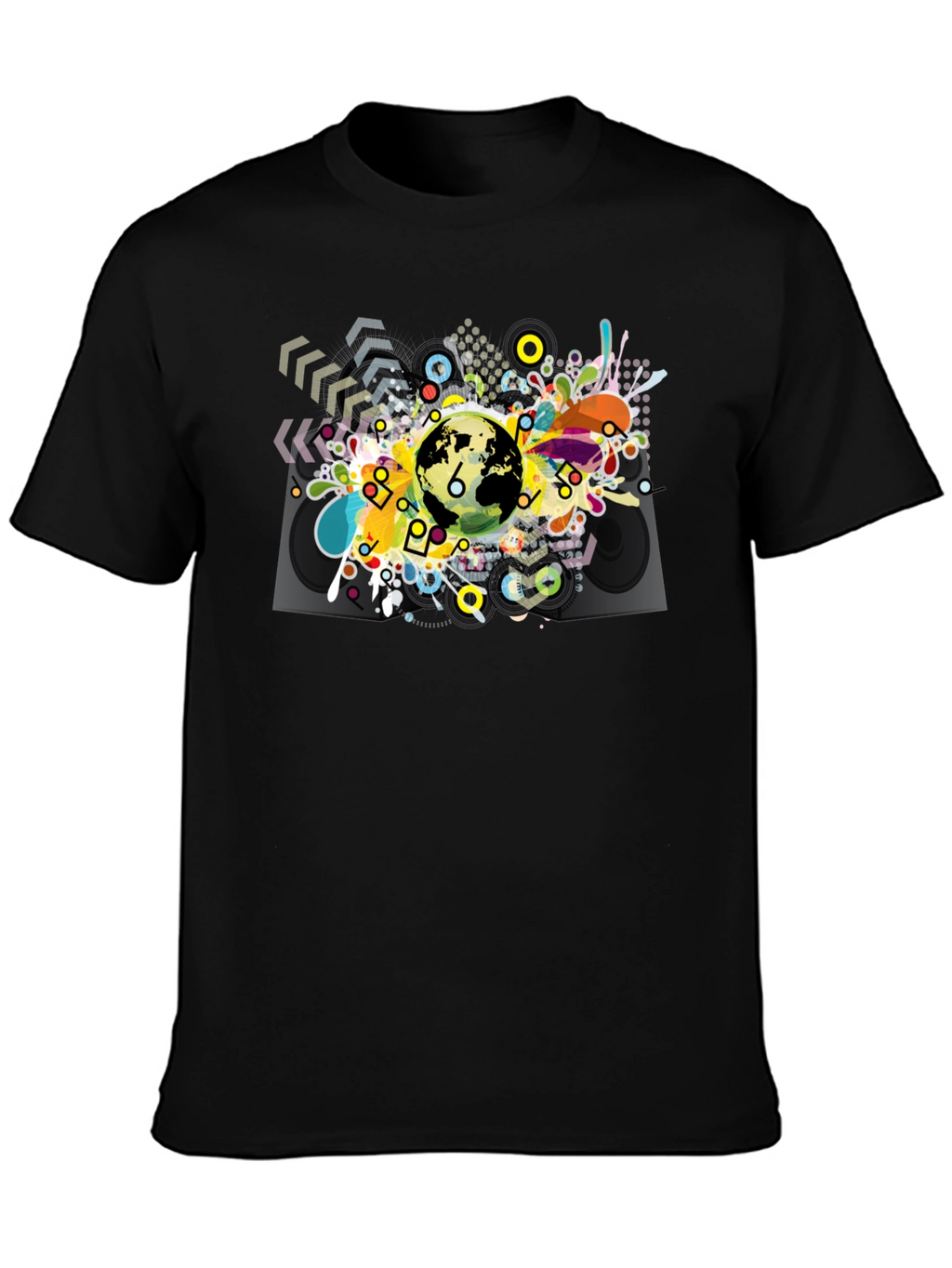 Abstract Globe Graphic Black T-Shirt