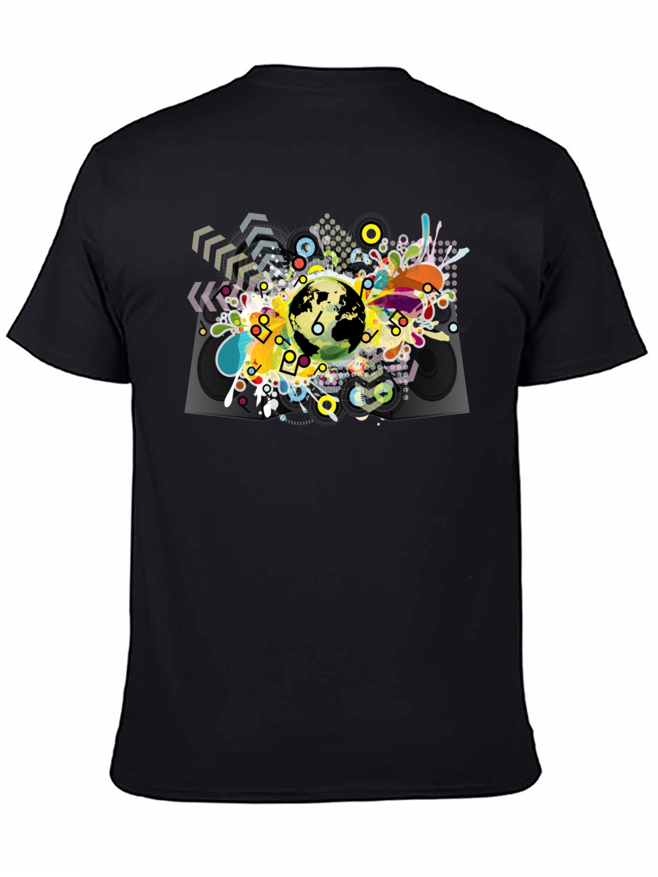 Abstract Globe Graphic Black T-Shirt