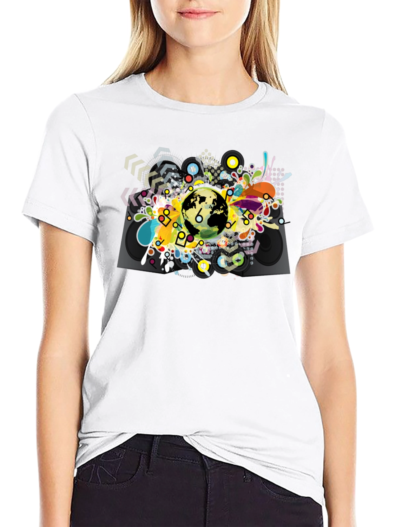 Abstract Globe Graphic Black T-Shirt