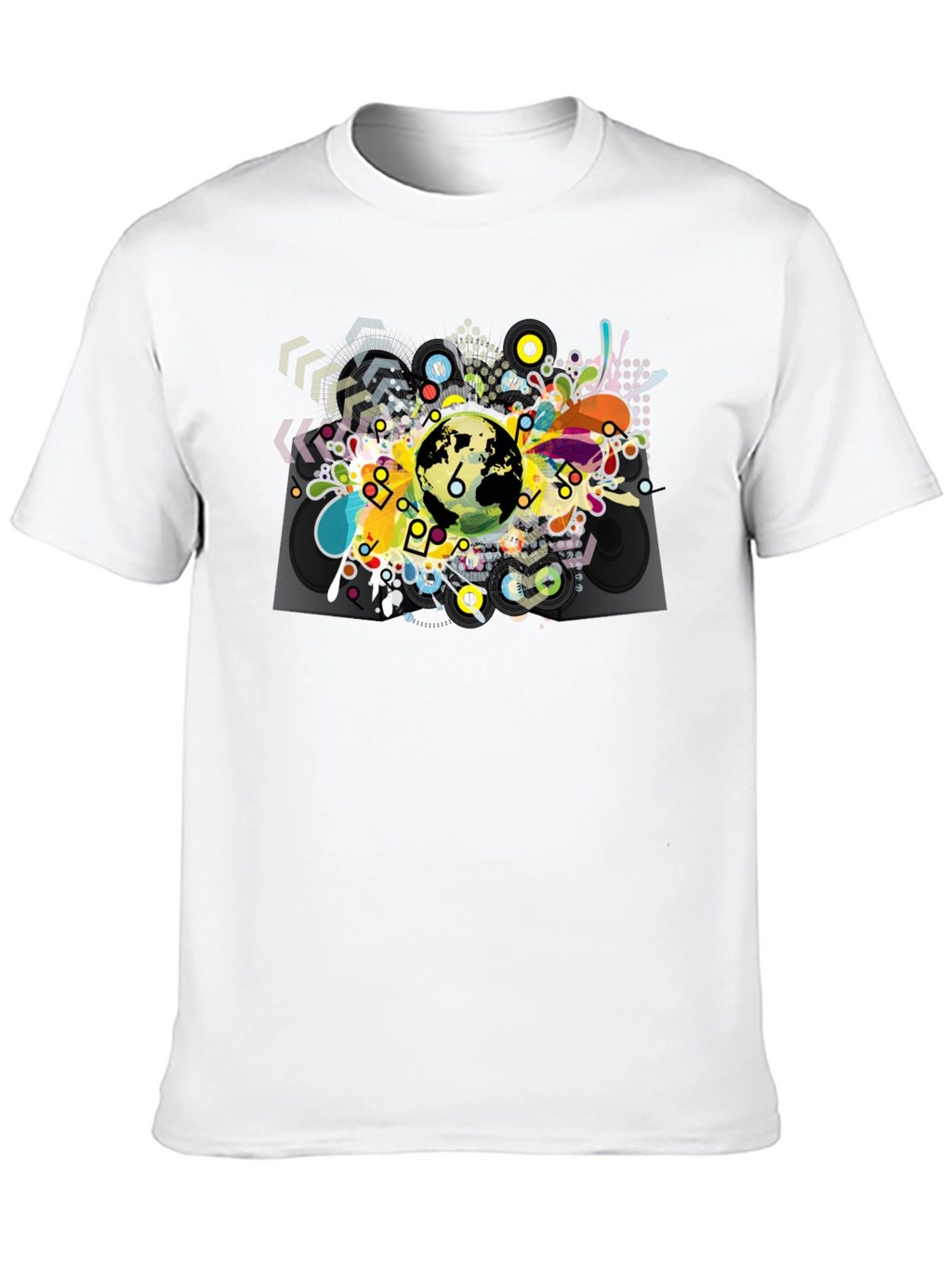 Abstract Globe Graphic Black T-Shirt