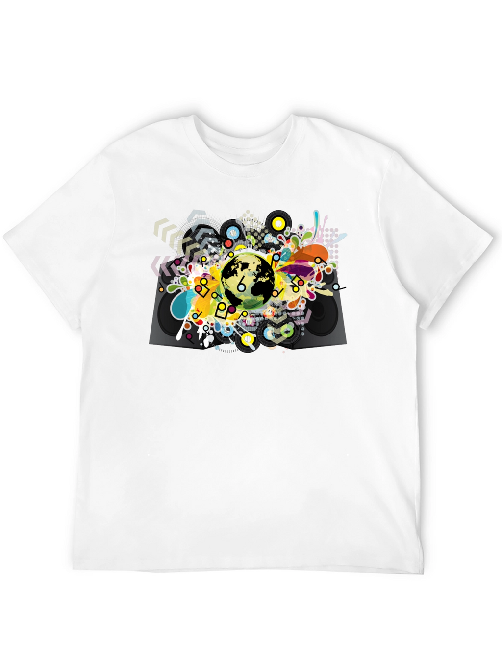 Abstract Globe Graphic Black T-Shirt