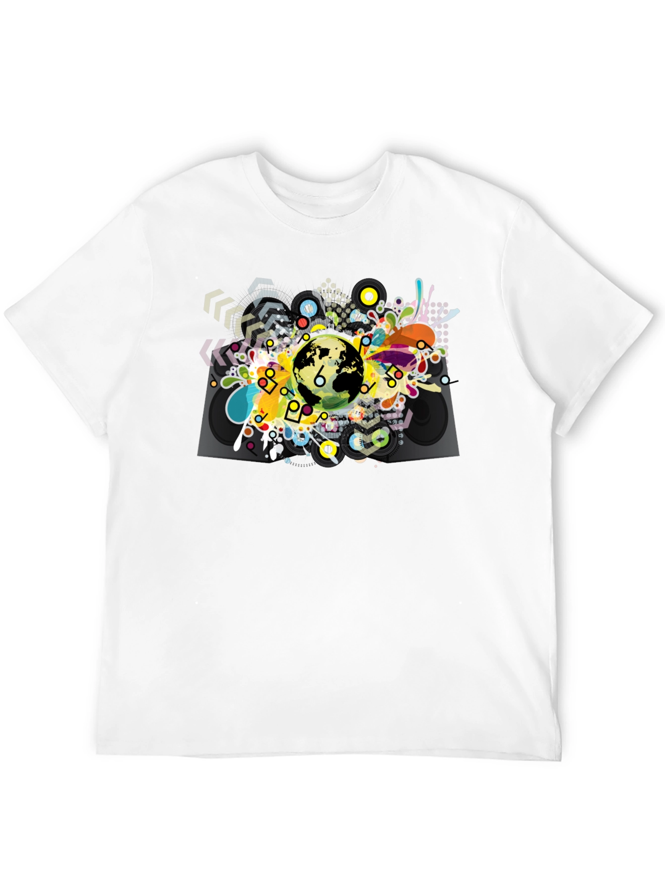 Abstract Globe Graphic Black T-Shirt