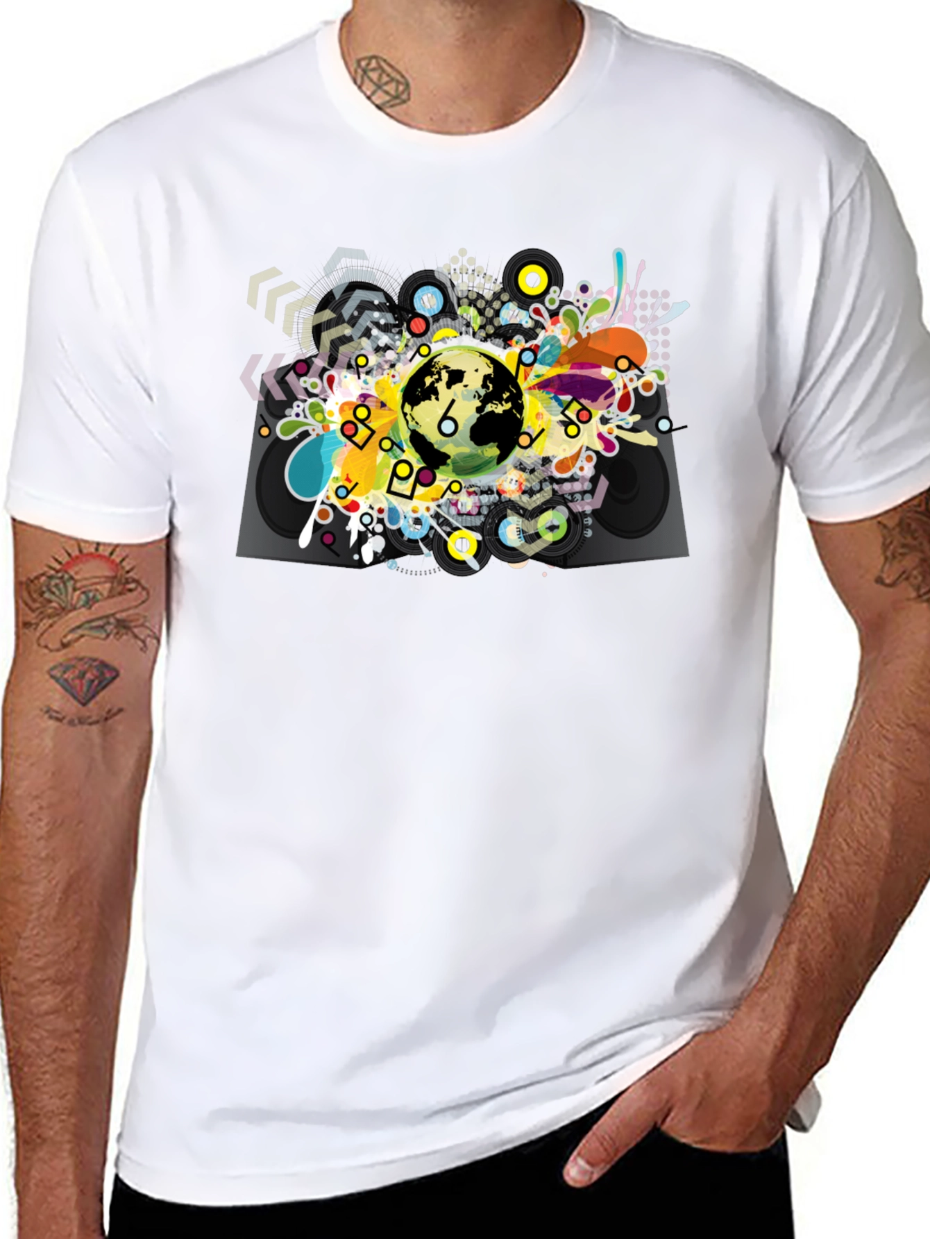 Abstract Globe Graphic Black T-Shirt