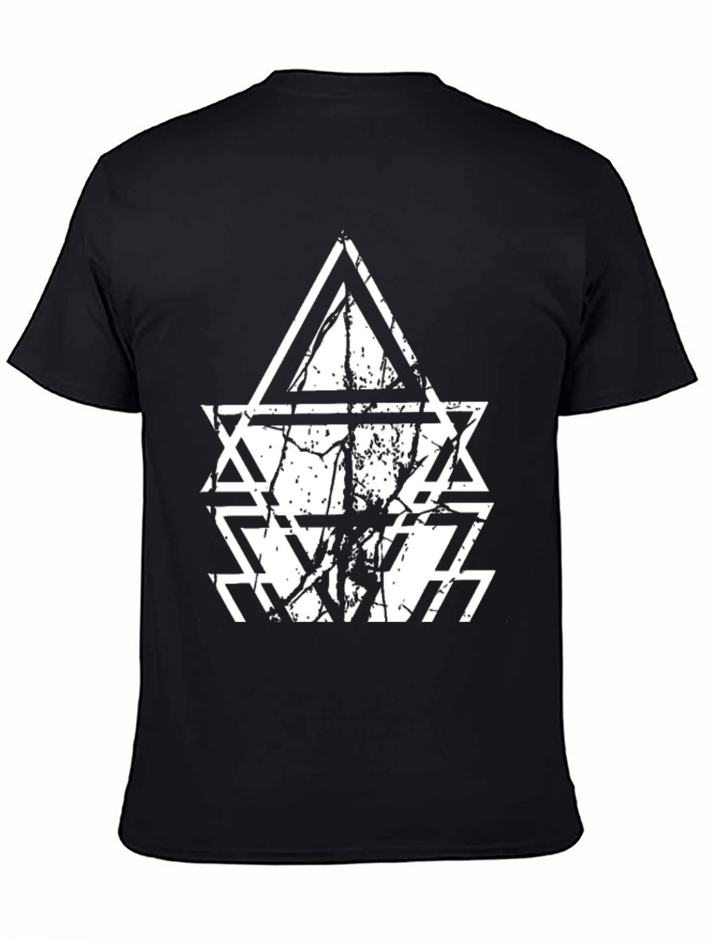 Geometric Triangle Graphic Black T-Shirt