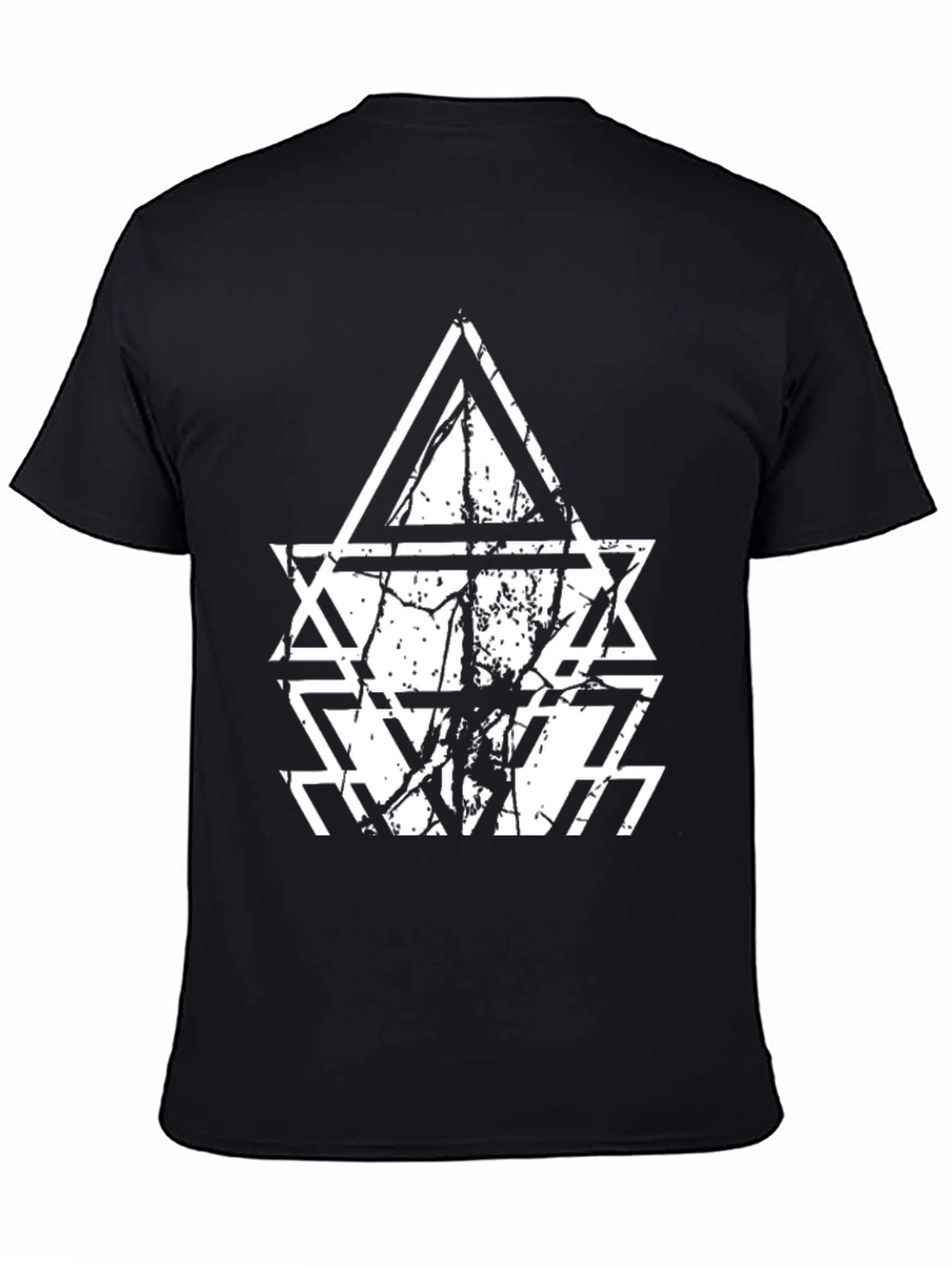 Geometric Triangle Graphic Black T-Shirt