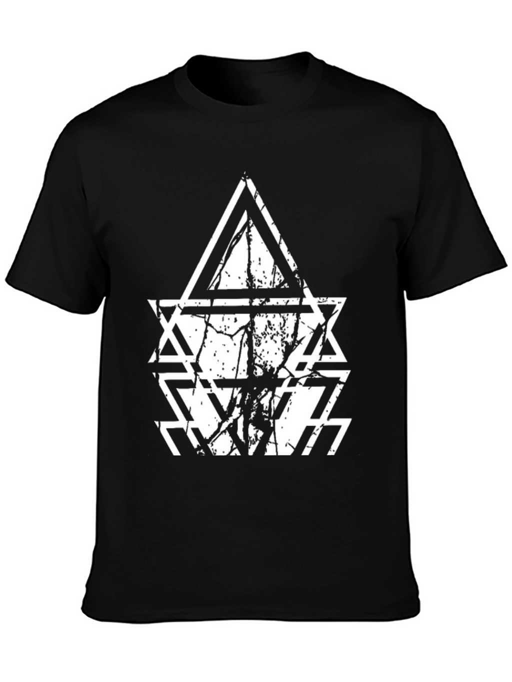 Geometric Triangle Graphic Black T-Shirt