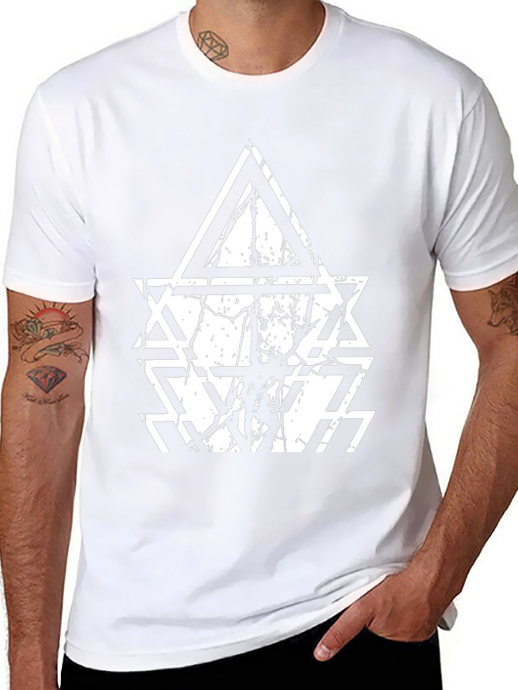 Geometric Triangle Graphic Black T-Shirt