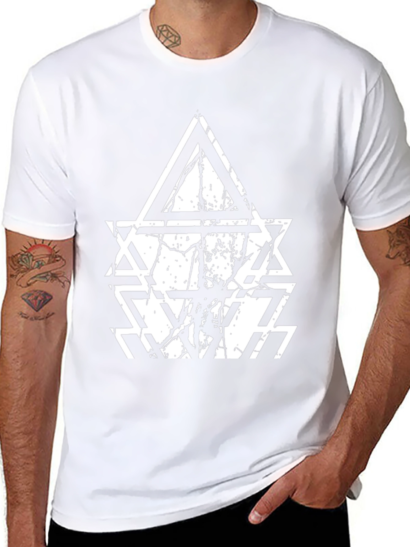 Geometric Triangle Graphic Black T-Shirt