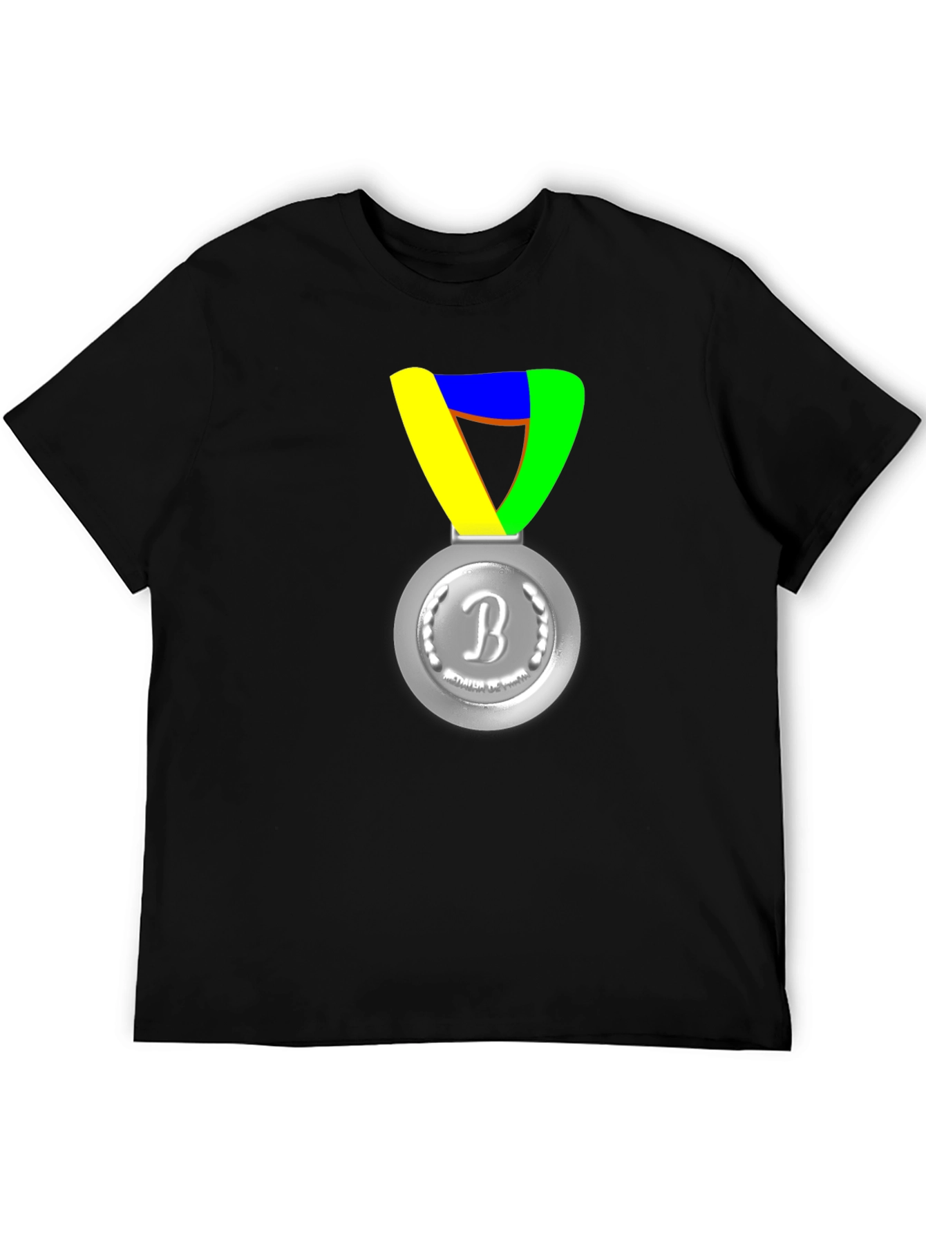 Silver Medal Graphic Print Black T-Shirt