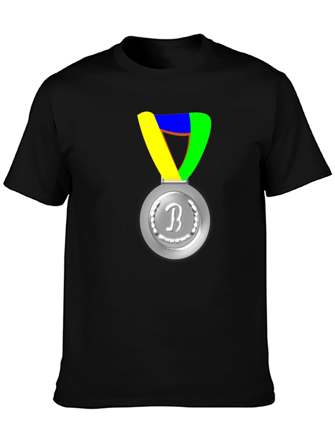 Silver Medal Graphic Print Black T-Shirt