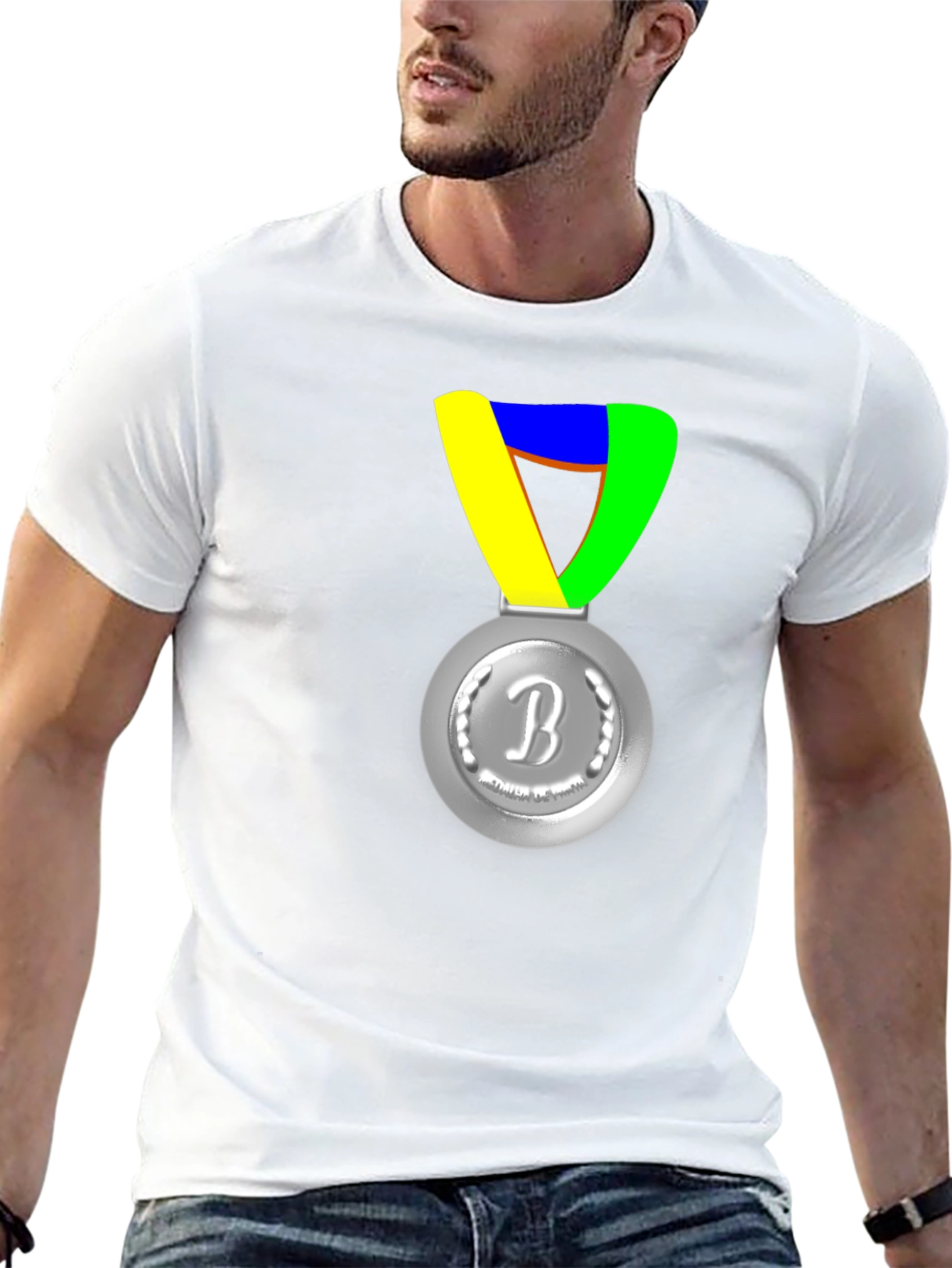 Silver Medal Graphic Print Black T-Shirt
