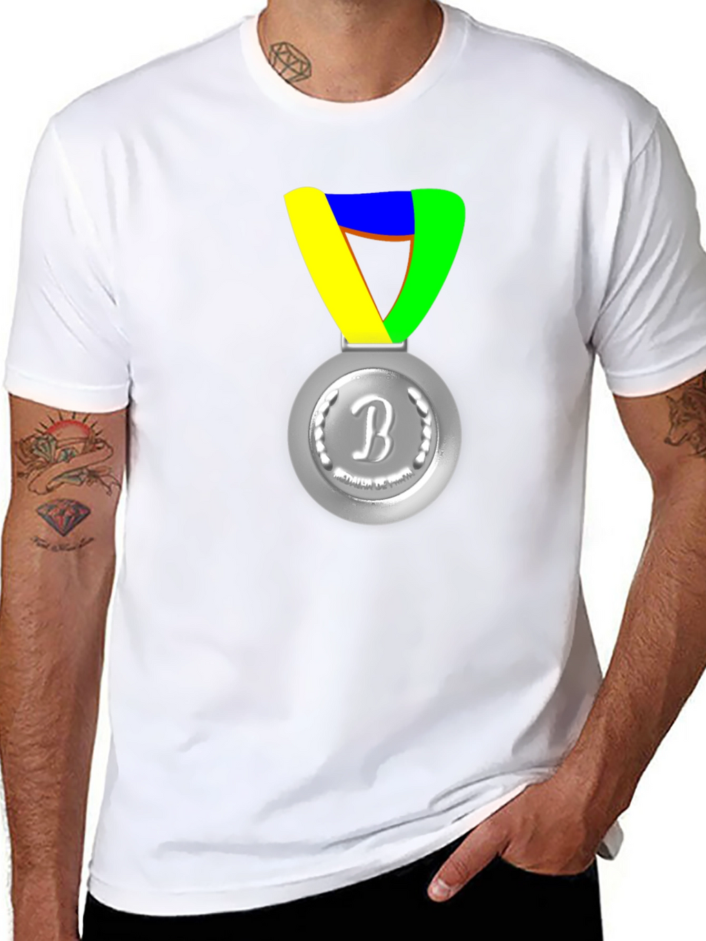 Silver Medal Graphic Print Black T-Shirt