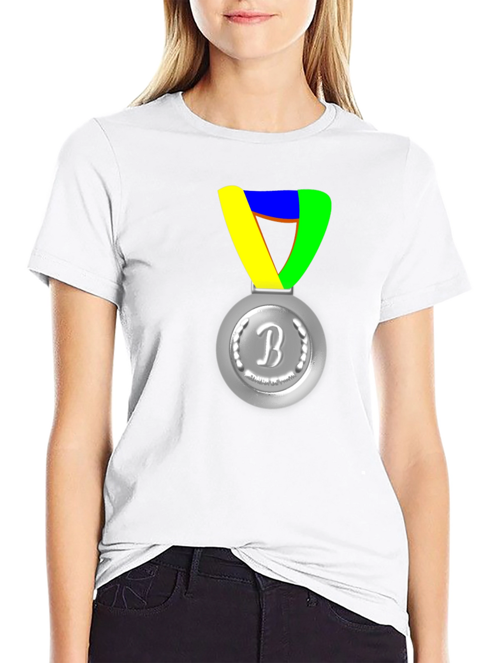 Silver Medal Graphic Print Black T-Shirt