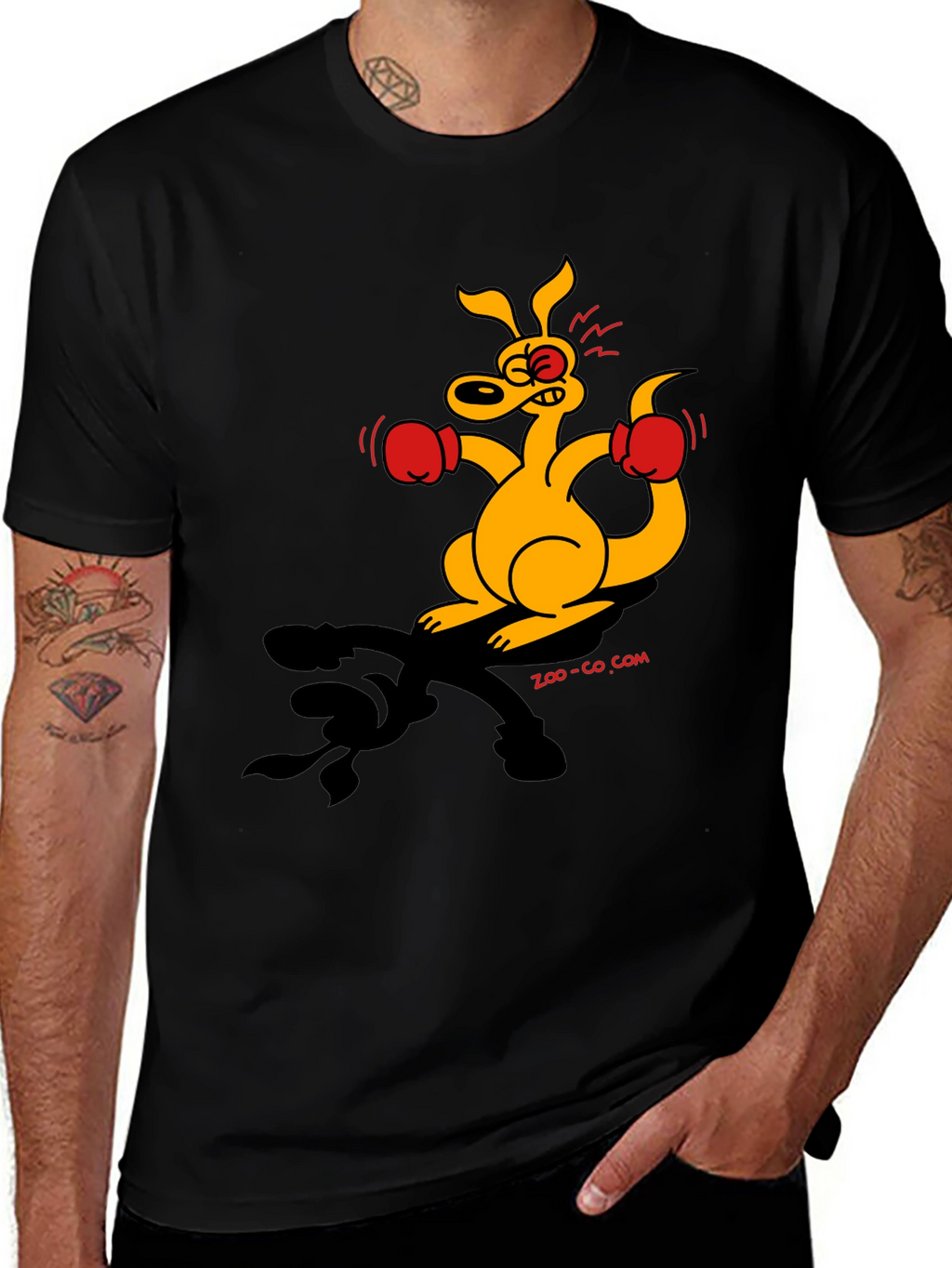 Boxing Kangaroo Graphic T-Shirt - Black