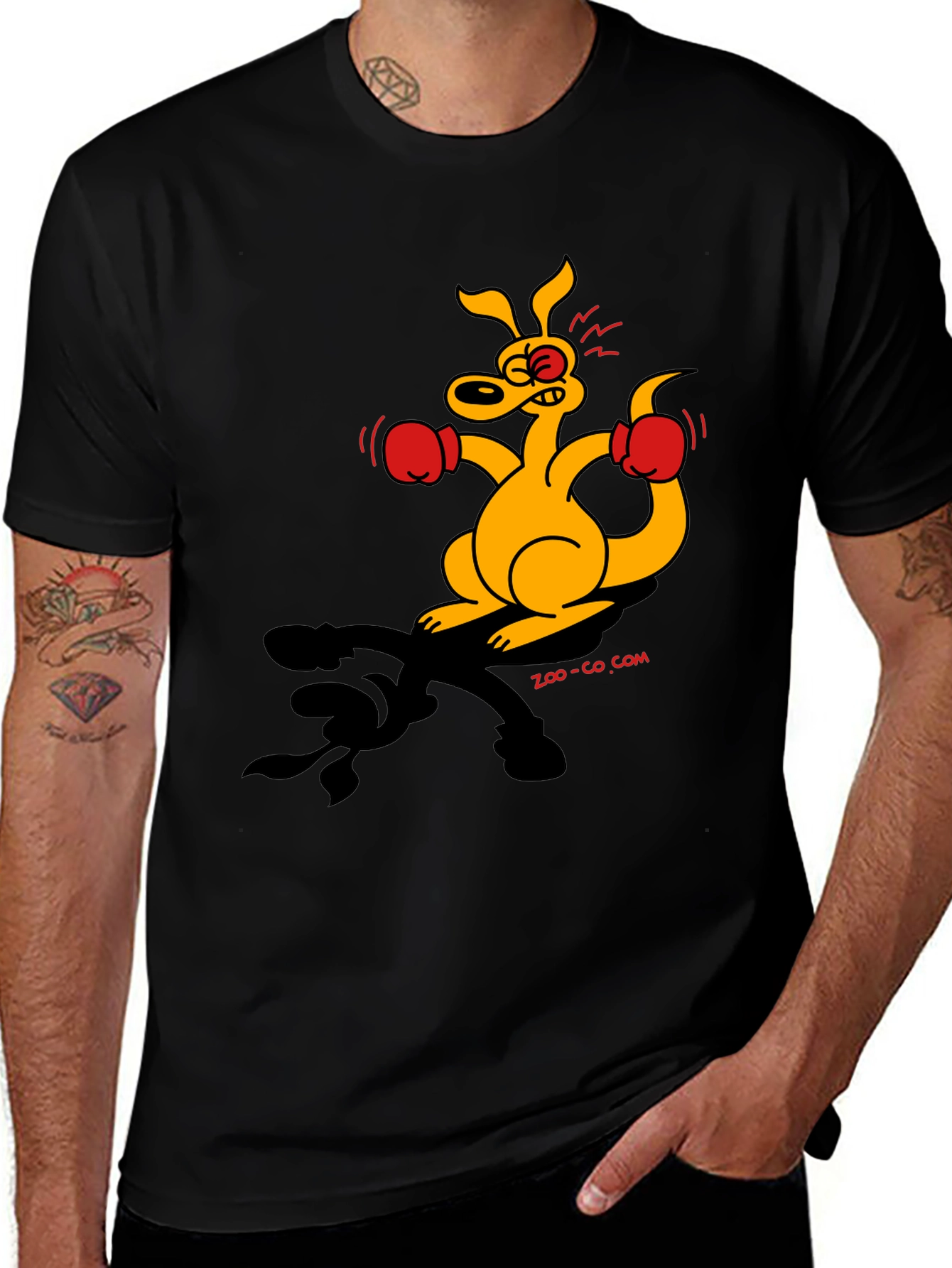 Boxing Kangaroo Graphic T-Shirt - Black