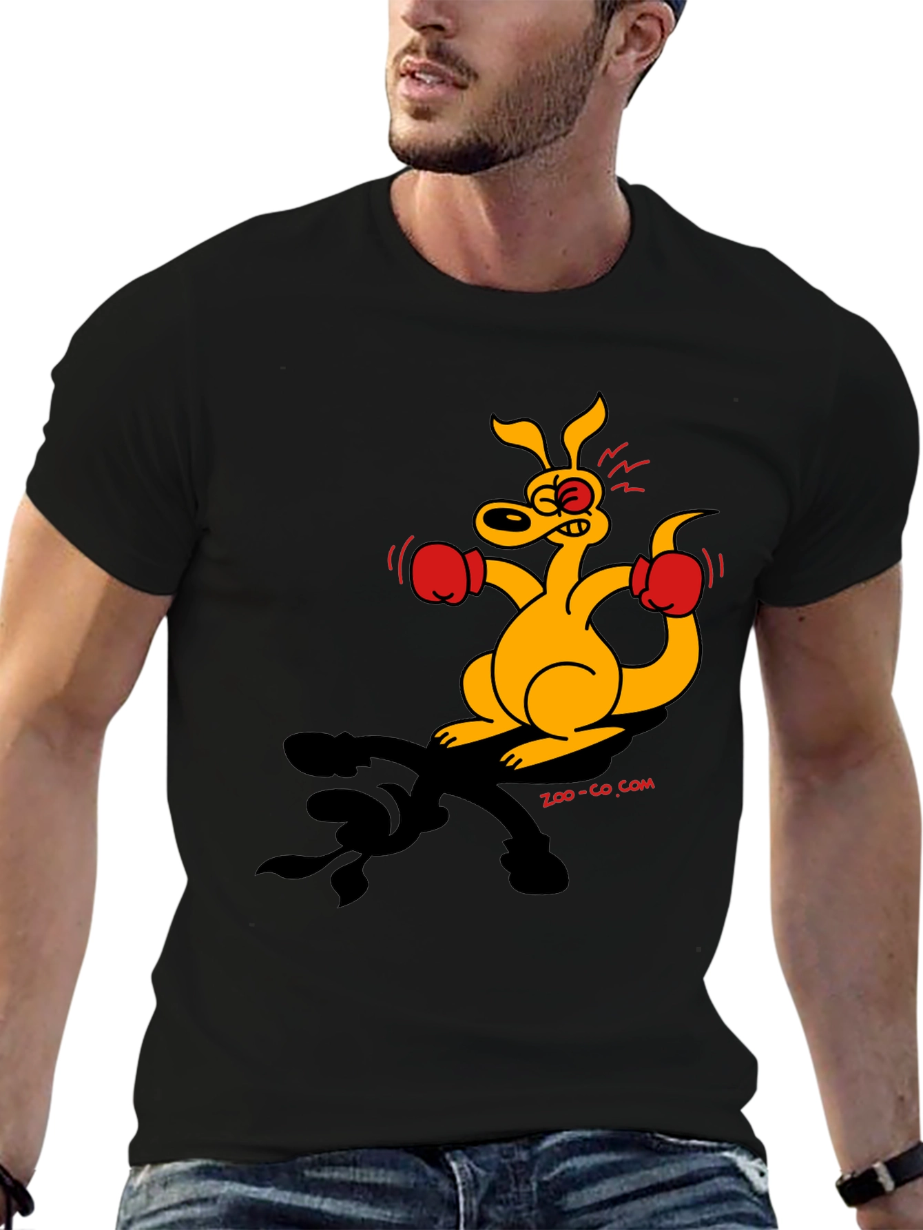 Boxing Kangaroo Graphic T-Shirt - Black