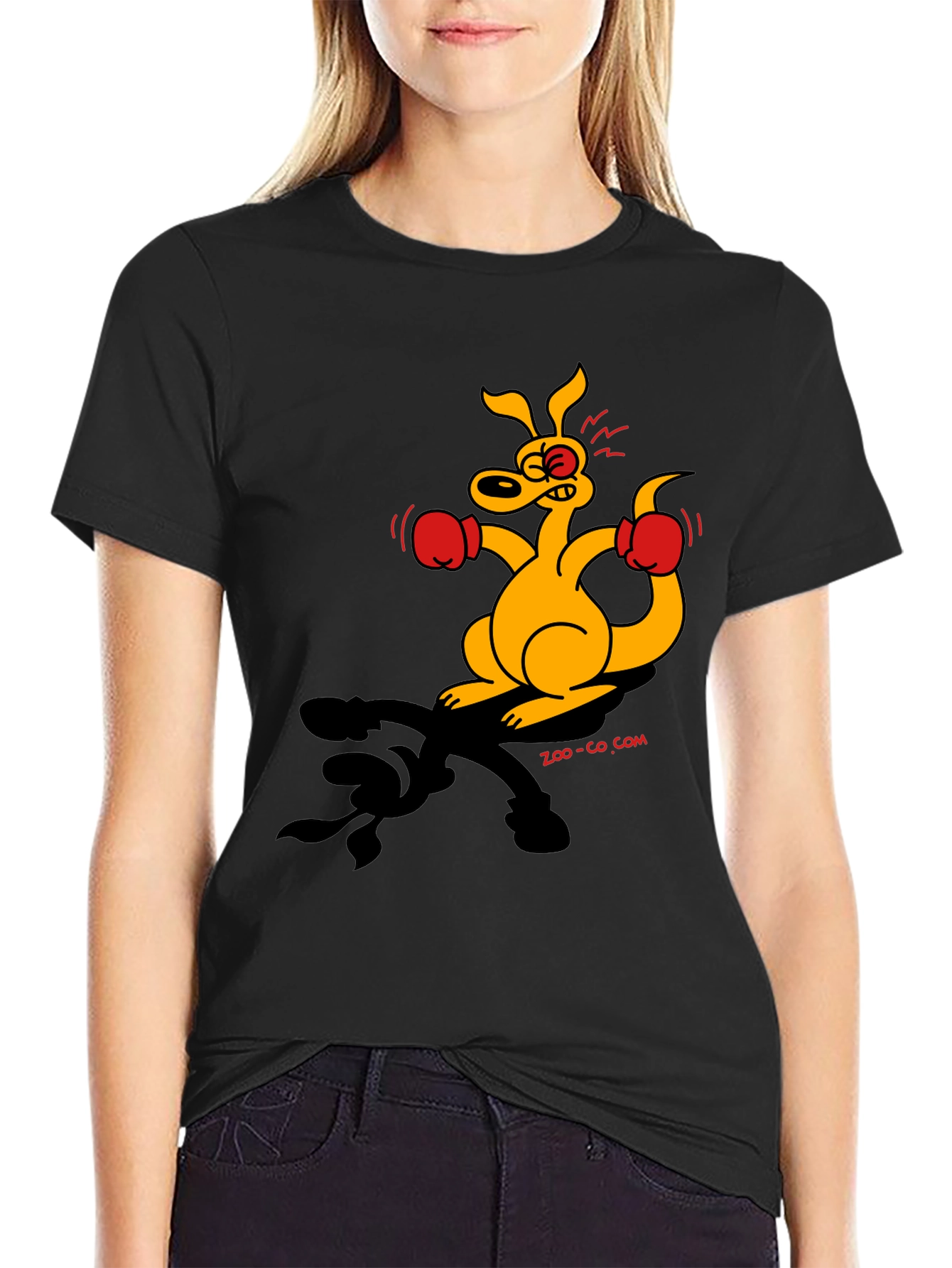 Boxing Kangaroo Graphic T-Shirt - Black