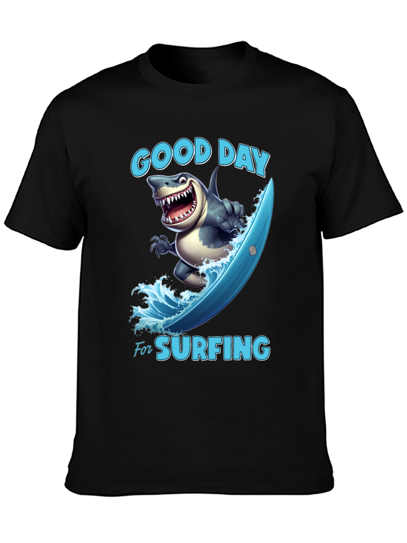 Funny Shark Surfing T-Shirt - Good Day For Surfing