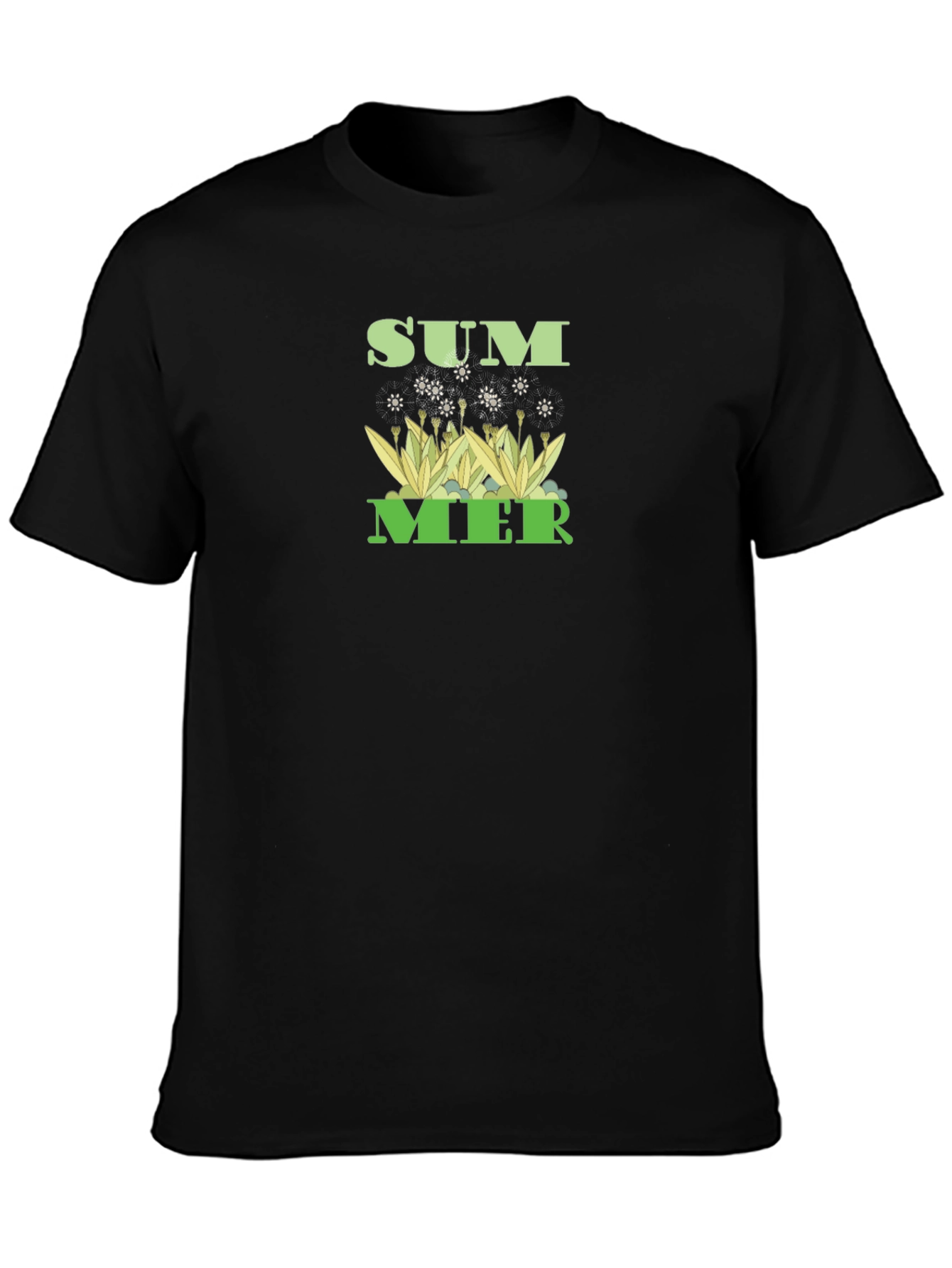 Summer Graphic Tee - Black Cotton T-Shirt