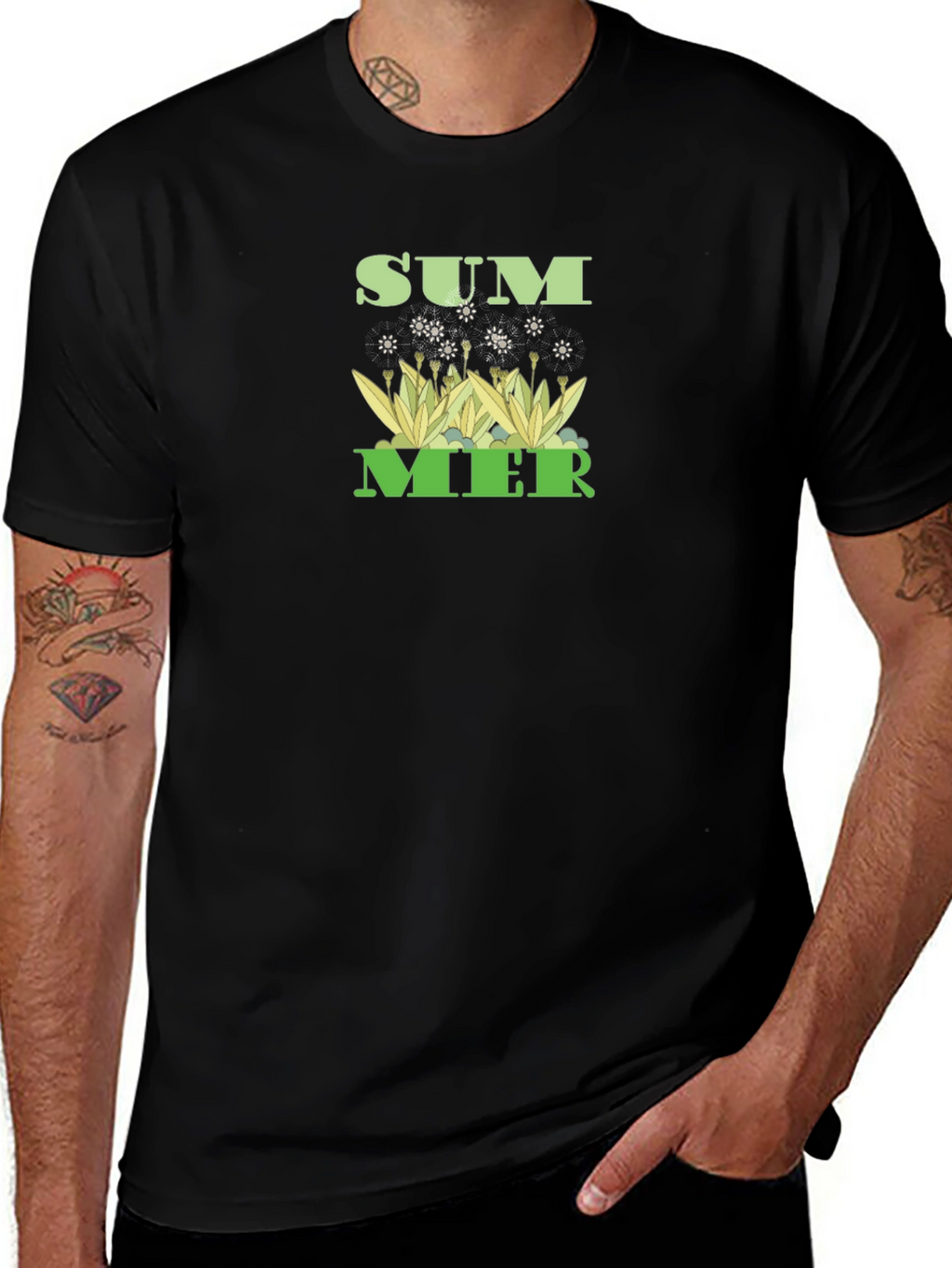 Summer Graphic Tee - Black Cotton T-Shirt