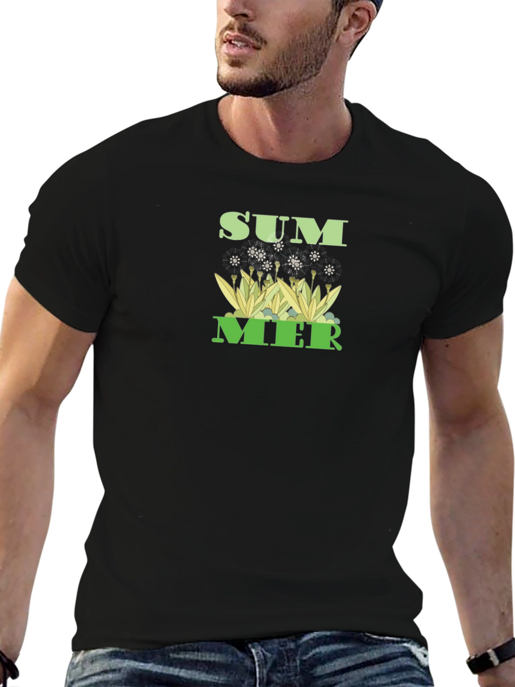 Summer Graphic Tee - Black Cotton T-Shirt