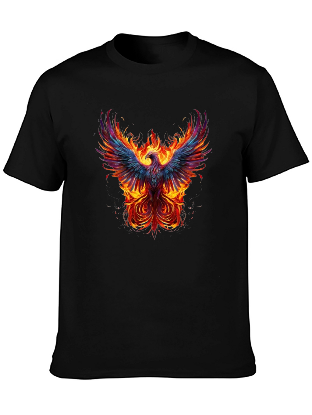 Fiery Phoenix Graphic Tee - Black Cotton T-Shirt