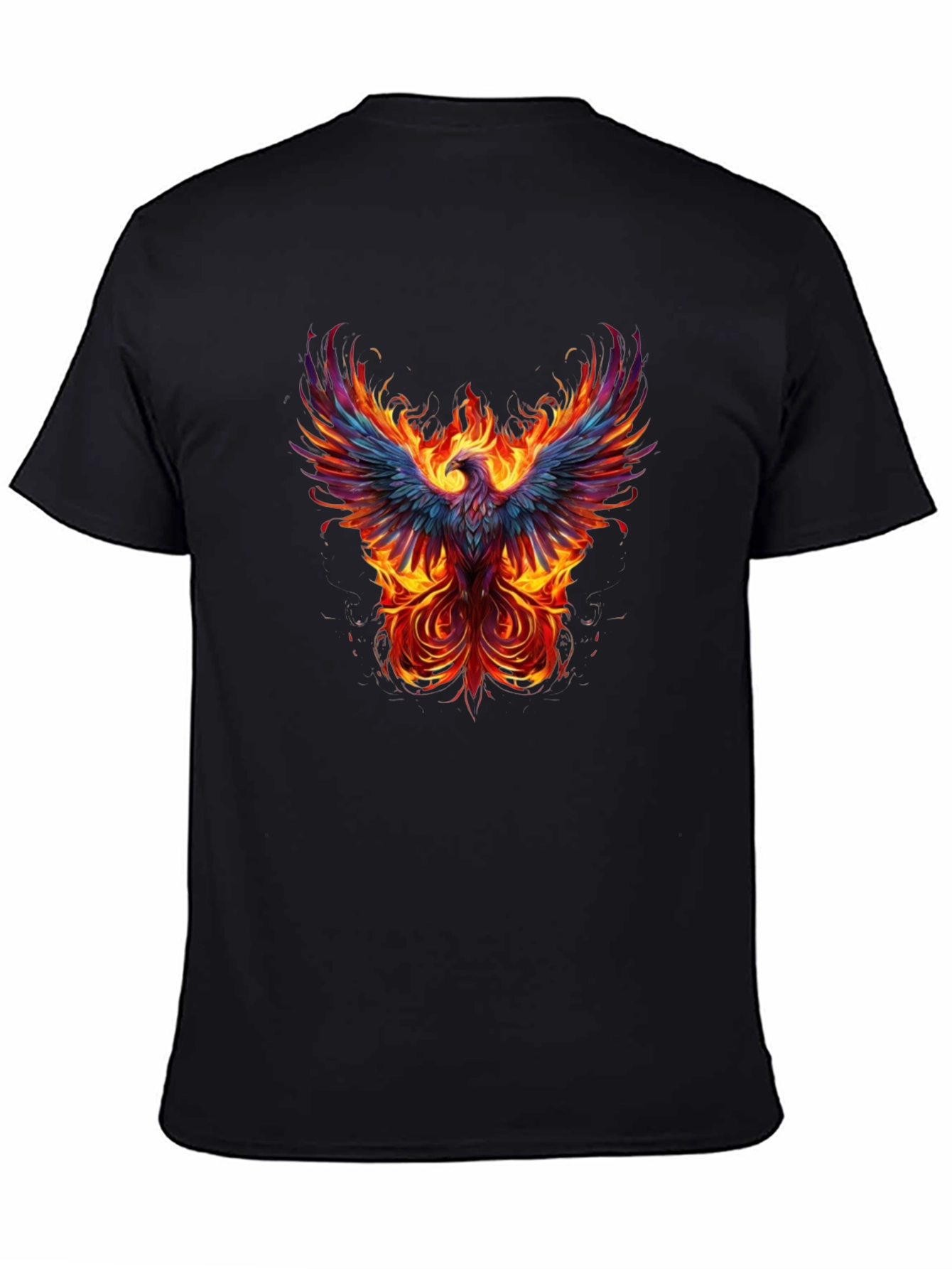 Fiery Phoenix Graphic Tee - Black Cotton T-Shirt