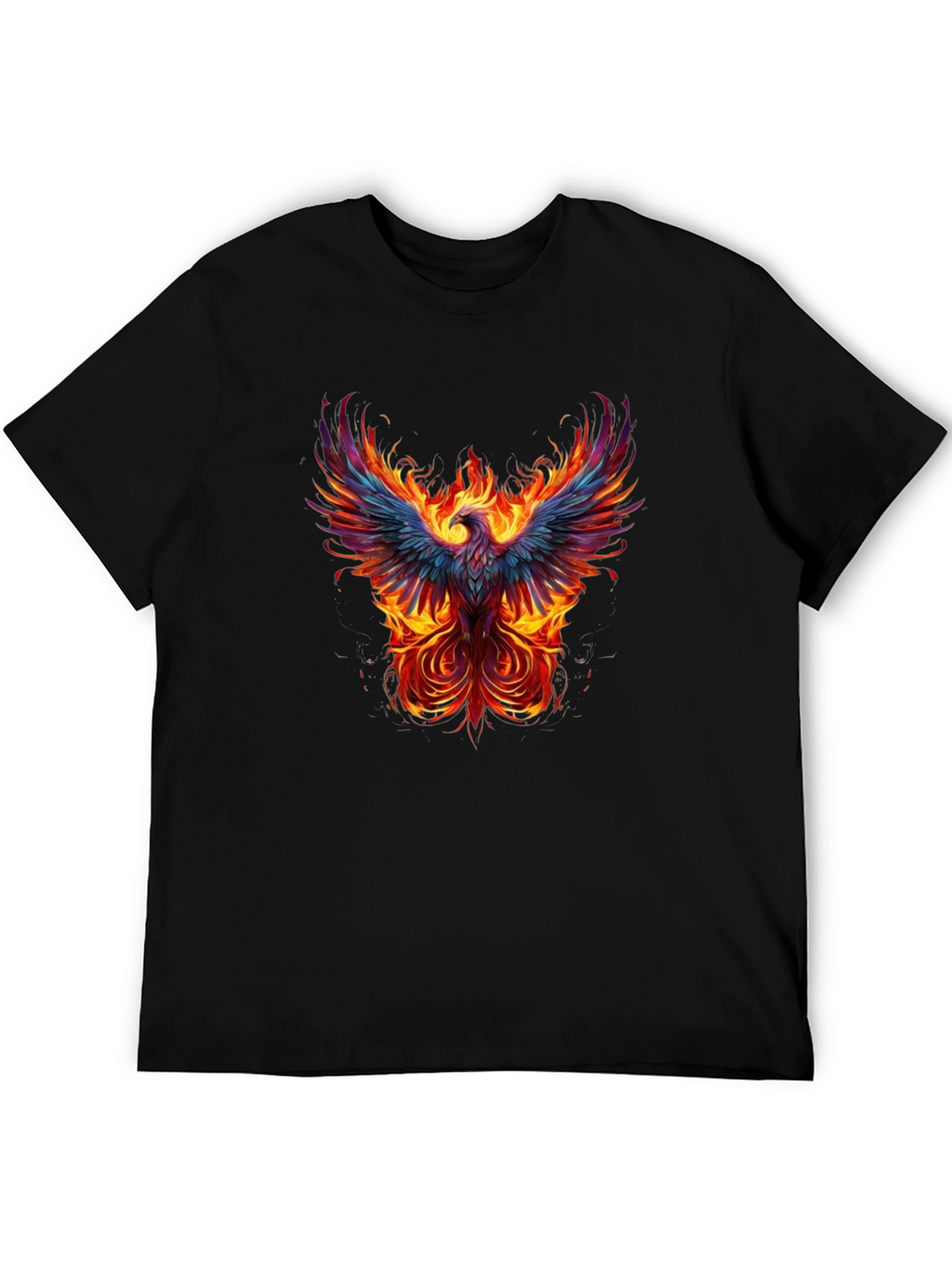 Fiery Phoenix Graphic Tee - Black Cotton T-Shirt