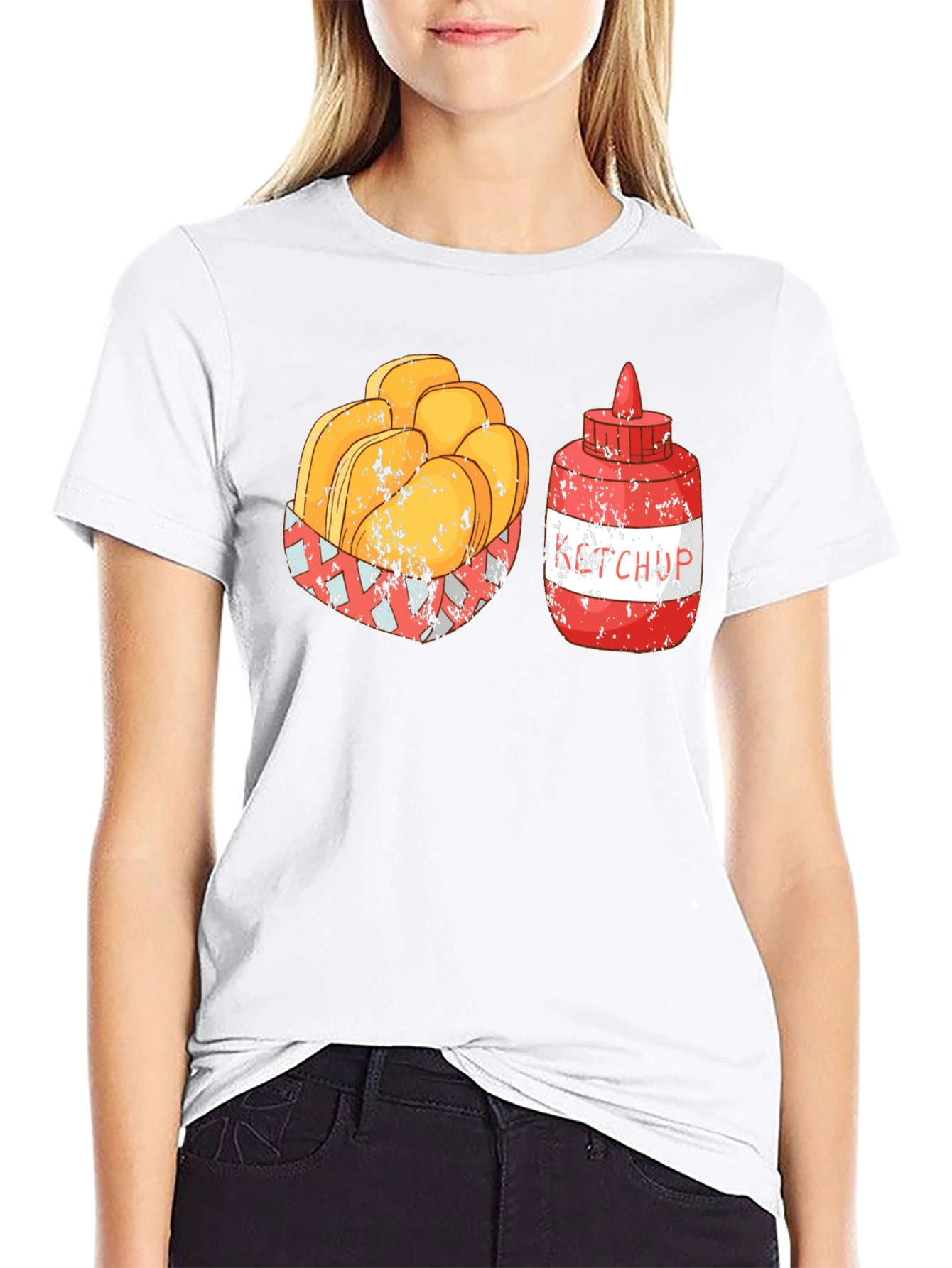 Retro Ketchup & Nuggets Graphic T-Shirt - Foodie Tee