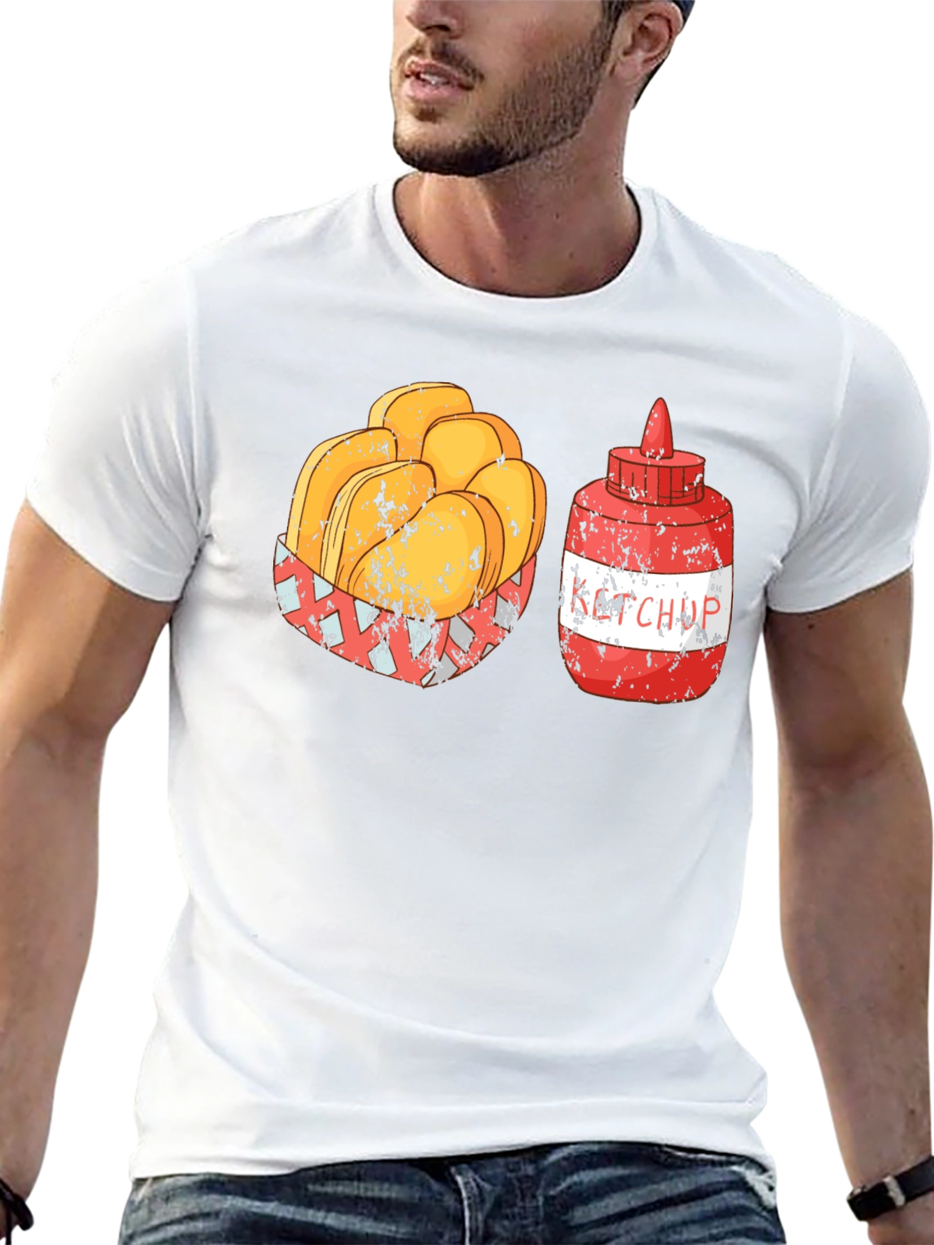 Retro Ketchup & Nuggets Graphic T-Shirt - Foodie Tee