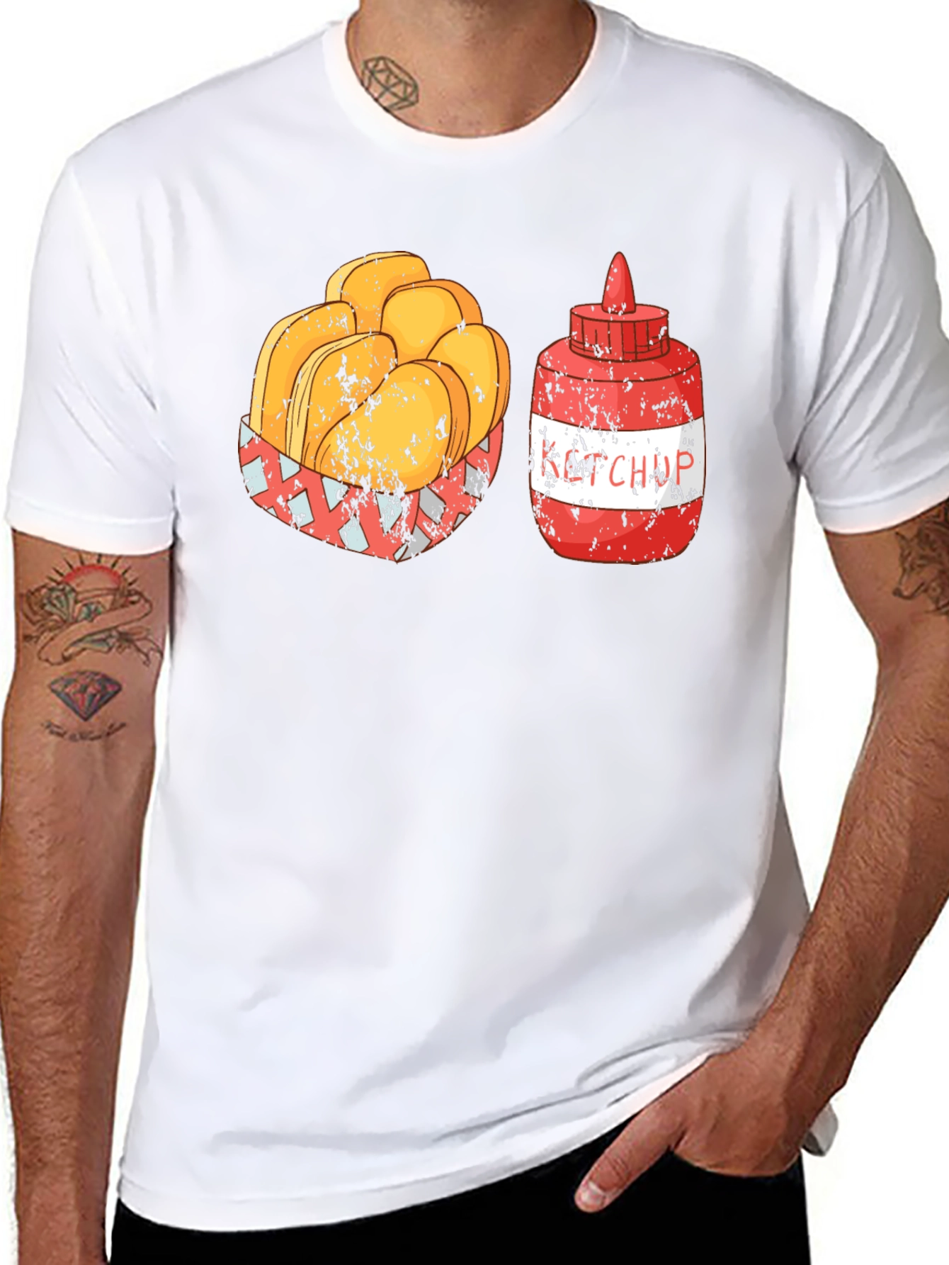 Retro Ketchup & Nuggets Graphic T-Shirt - Foodie Tee