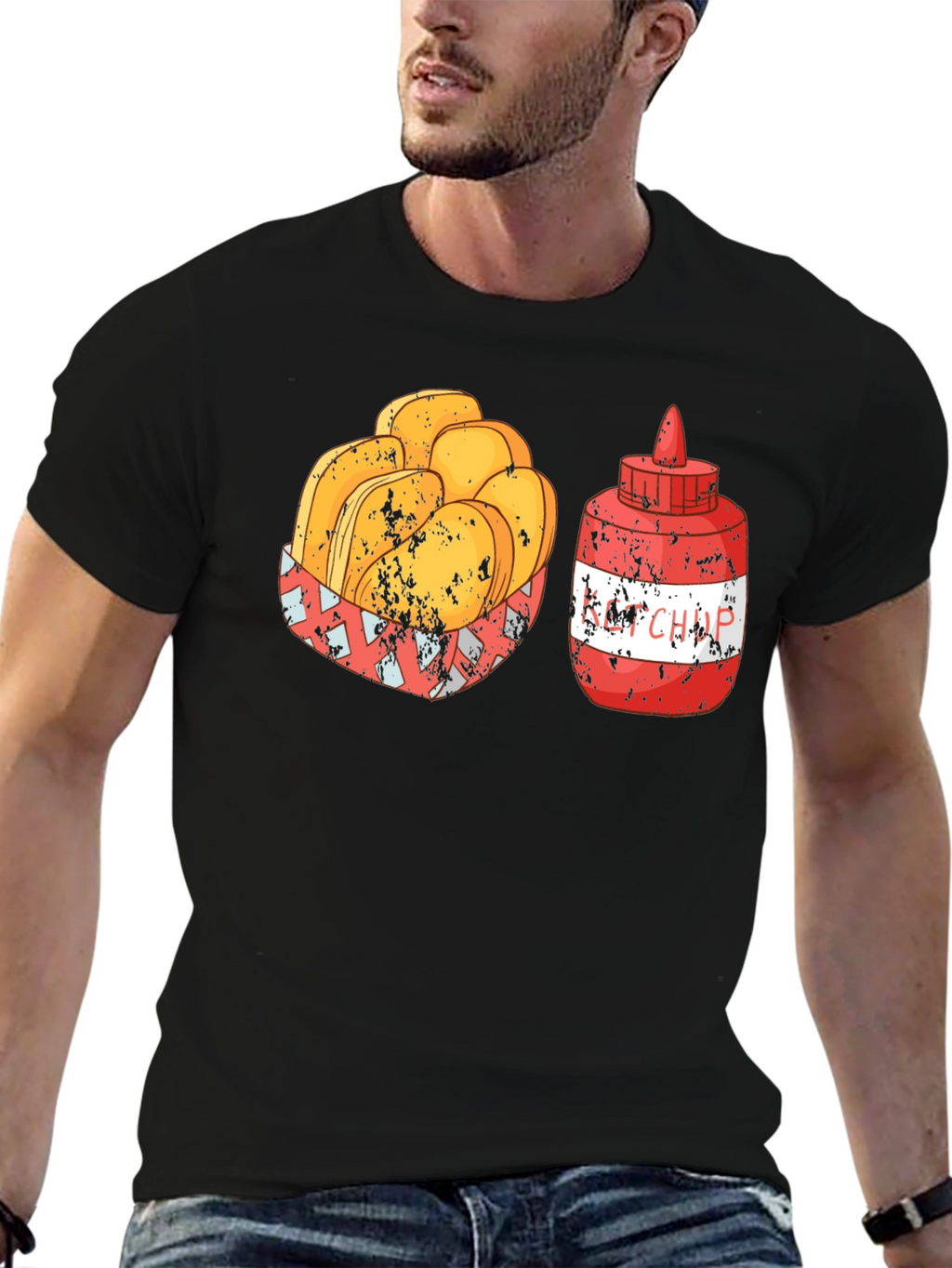 Retro Ketchup & Nuggets Graphic T-Shirt - Foodie Tee